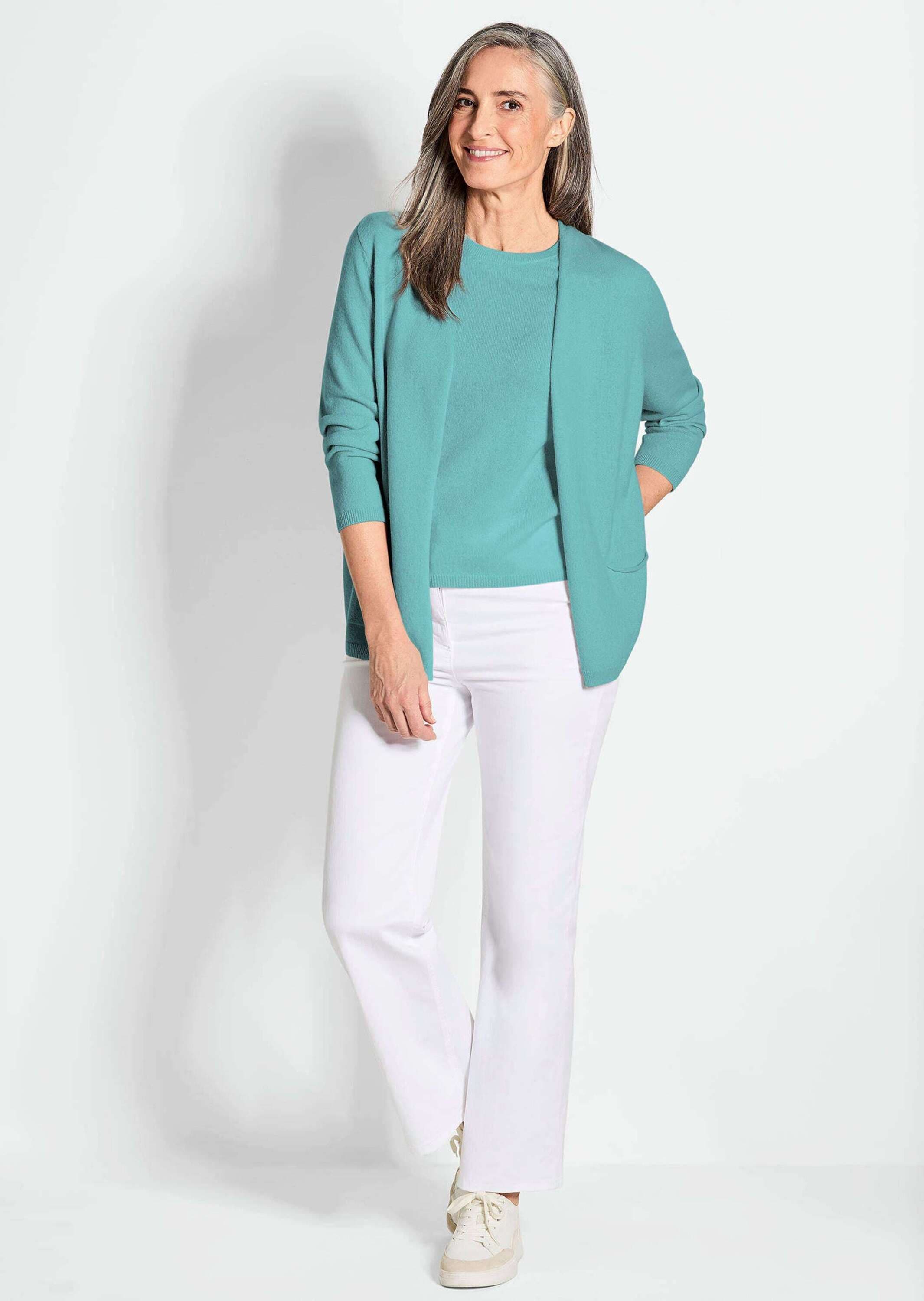 GOLDNER Strickjacke »Kurzgröße Cardigan in langer offener Form«