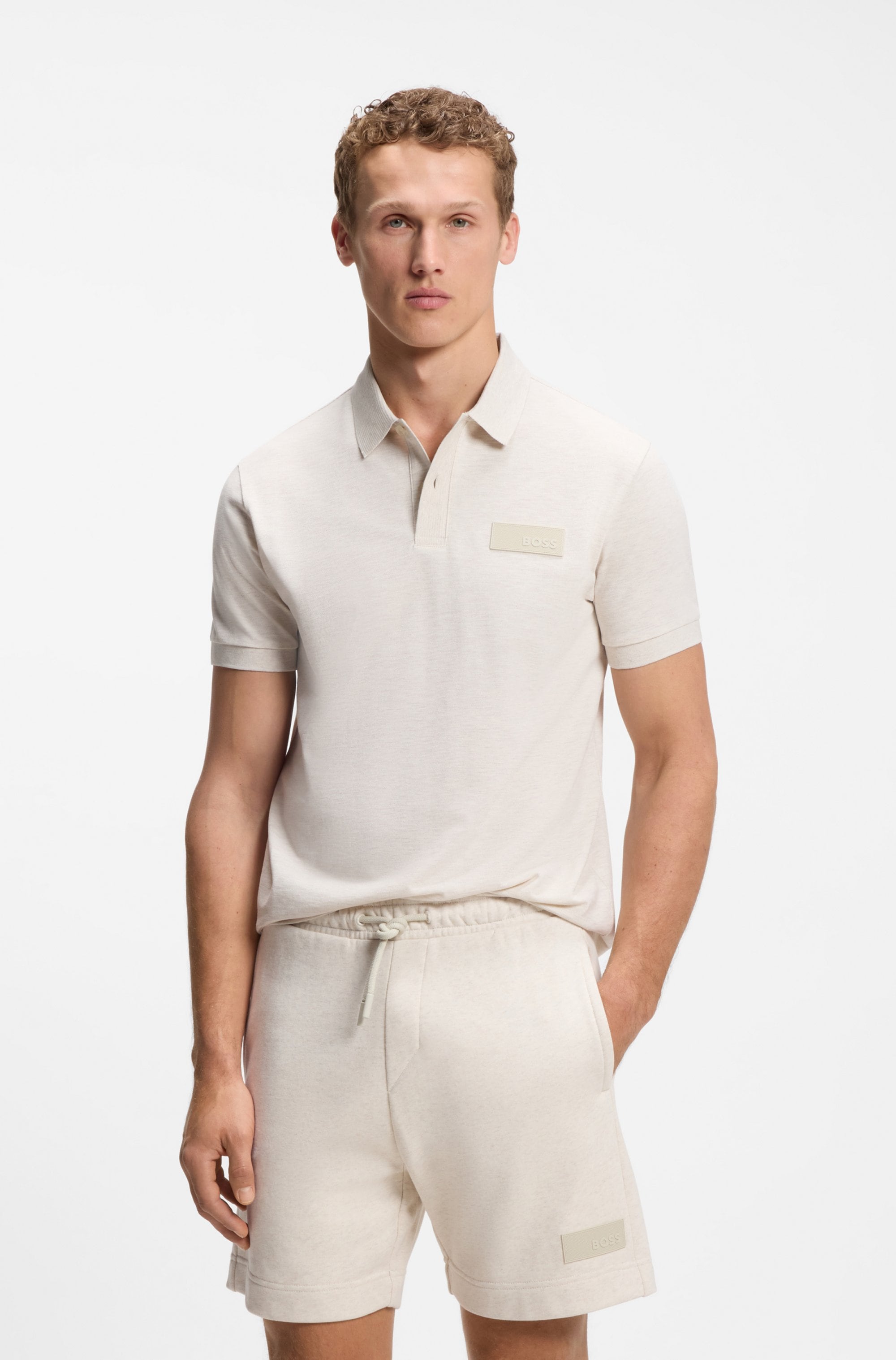 BOSS GREEN Poloshirt »Paddy Logo Patch Regular Fit« atmungsaktive Piqué-Webstruktur, Flachstrickkragen, gerader Schnitt