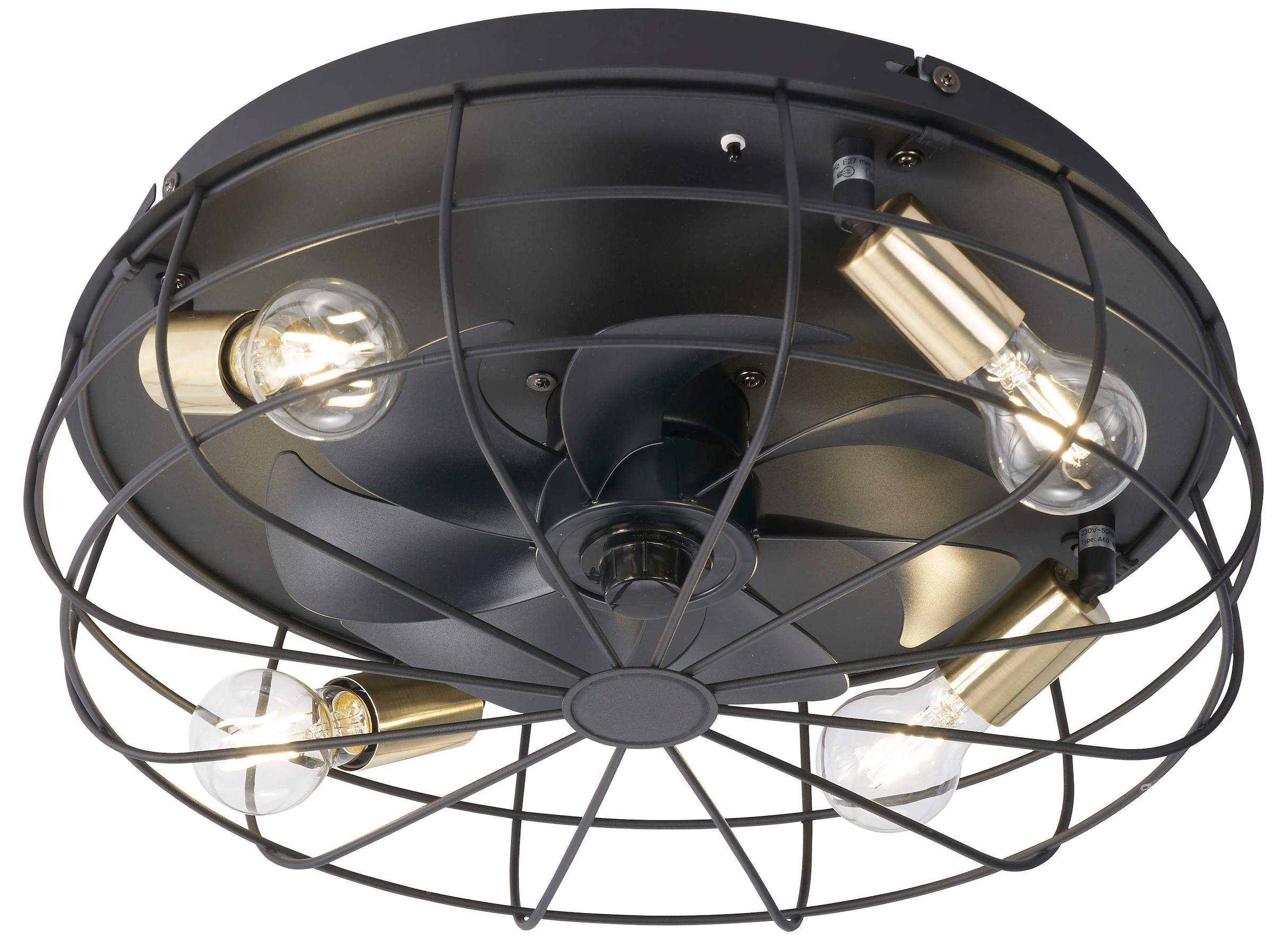 REALITY Leuchten Deckenleuchte »Trondheim Deckenventilator« E27 1 Stk. Deckenlampe Ventilator getrennt schaltbar