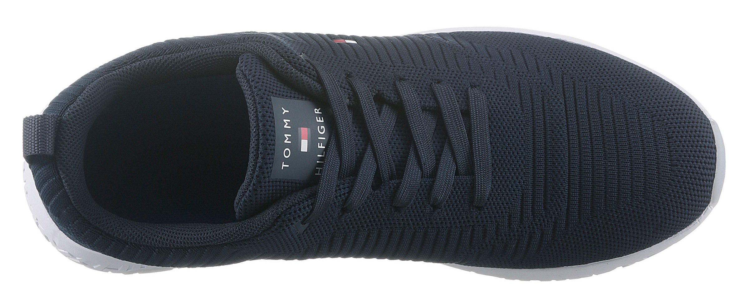 Tommy Hilfiger Sneaker »CORPORATE KNIT RIB RUNNER«, mit seitlicher Logoflagge, Freizeitschuh, Halbschuh, Schnürschuh
