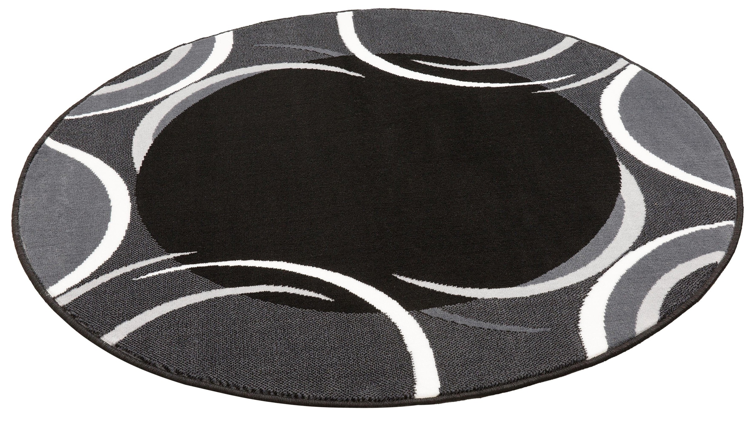 my home Teppich »Noah«, rund, 7 mm Höhe, mit Bordüre, Kurzflor, verspieltes Design, pflegeleicht, elegant