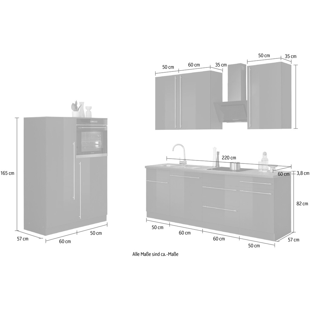 wiho Küchen Küche »Chicago«, Breite 330 cm, mit Hanseatic-E-Geräten