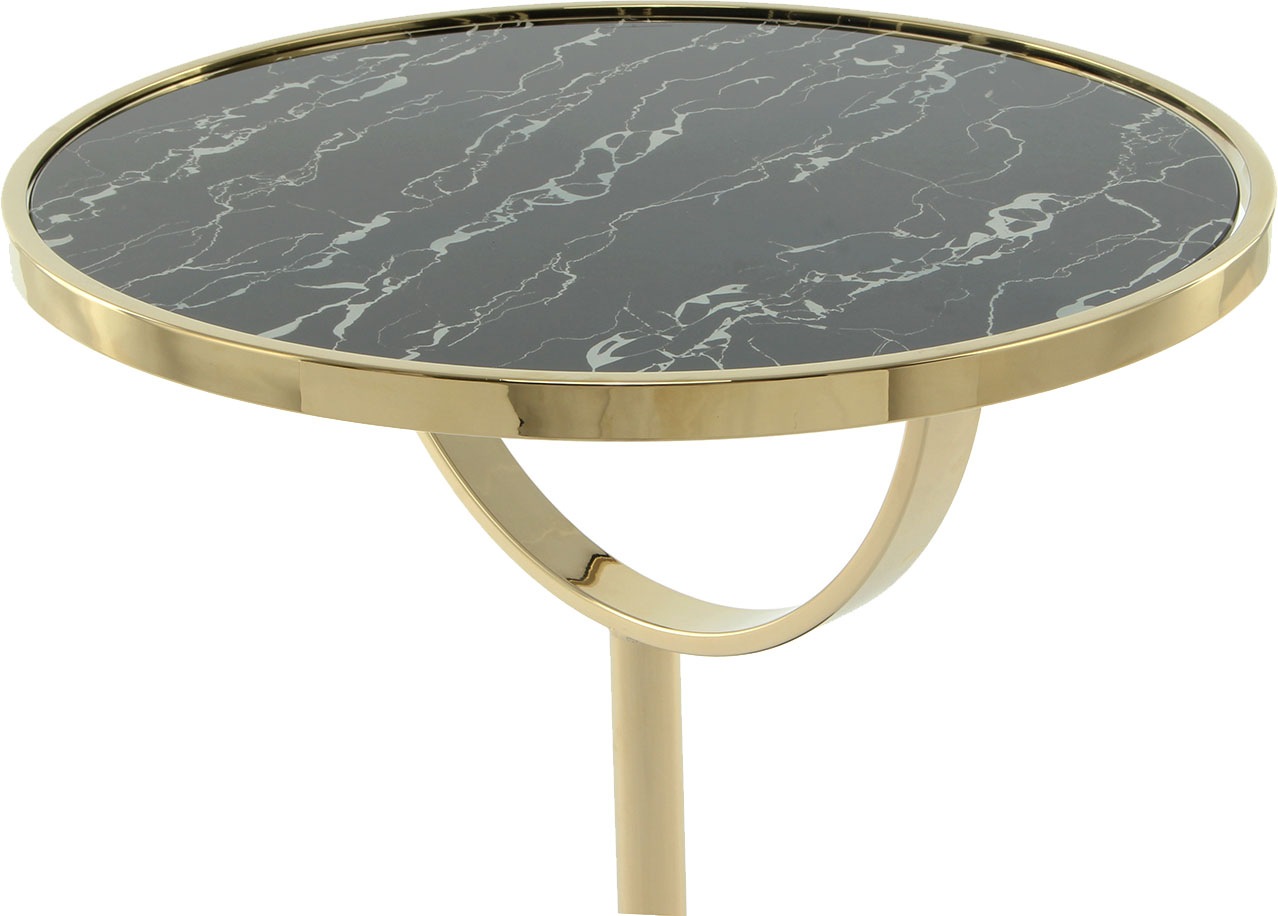 Kayoom Beistelltisch »Oscar 125, edle marmorierte Glasplatte« 1 Stk. tlg. ausgefallenes Gestell, stabiler Marmorfuß, marmorierte Glasplatte
