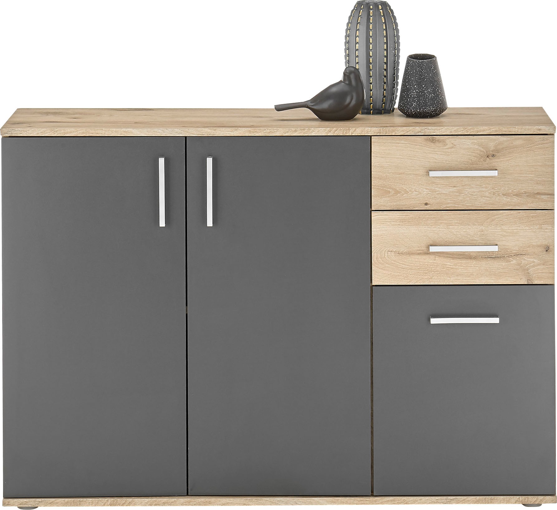 HBZ Kommode »BC-Drift-2, Sideboard Stellmaß BxHxT 120x84x35 cm« 1 Stk. tlg. Kommode mit 3 Türen, 2 Schubkästen und 1 Einlegeboden