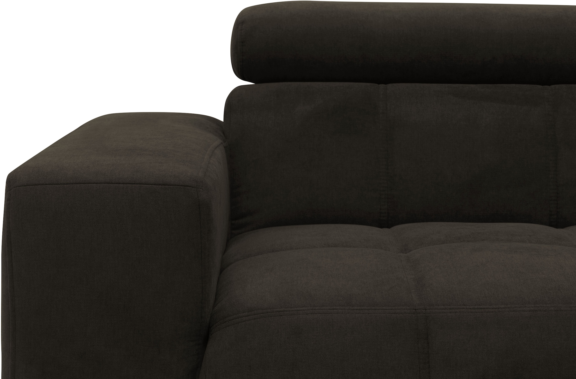 DOMO collection Ecksofa »Trento L-Form, mit Kufenfuß oder Einzelfuß«, wahlweise mit Kopfteilverstellung, Recamiere links/rechts bestellbar