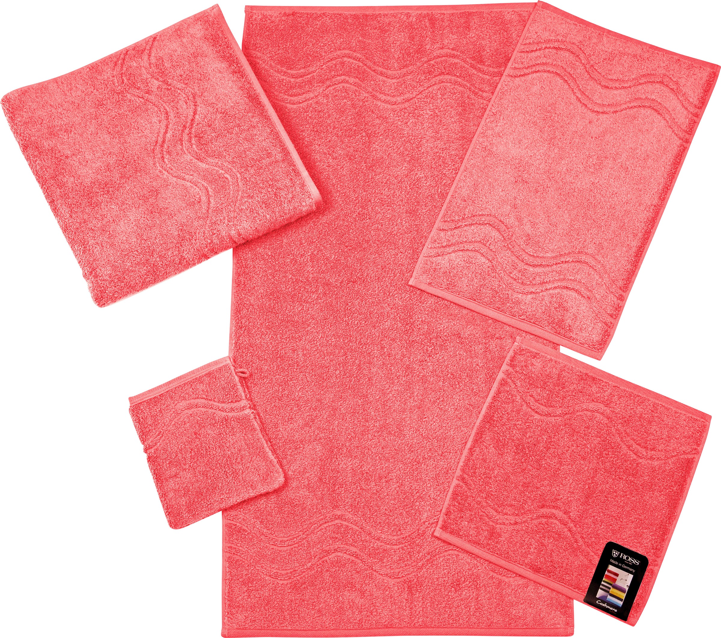 ROSS Handtuch »Cashmere feeling«, (Packung, 2 St.), 100% Baumwolle, mit Wellen-Bordüre, große Farbauswahl