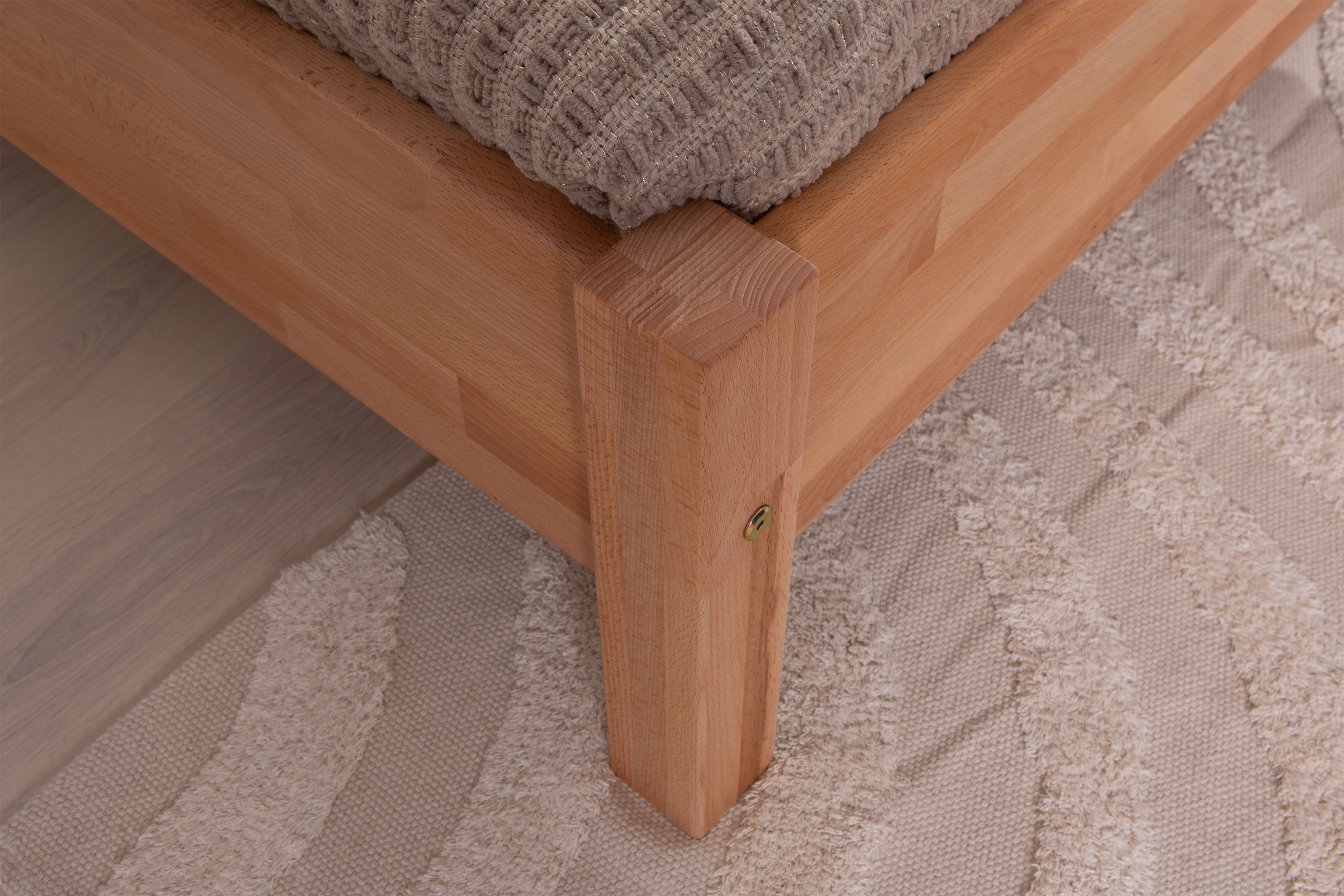 Ticaa Massivholzbett »Merci«, Doppelbett, aus Buche Massivholz, inkl. Rollrost