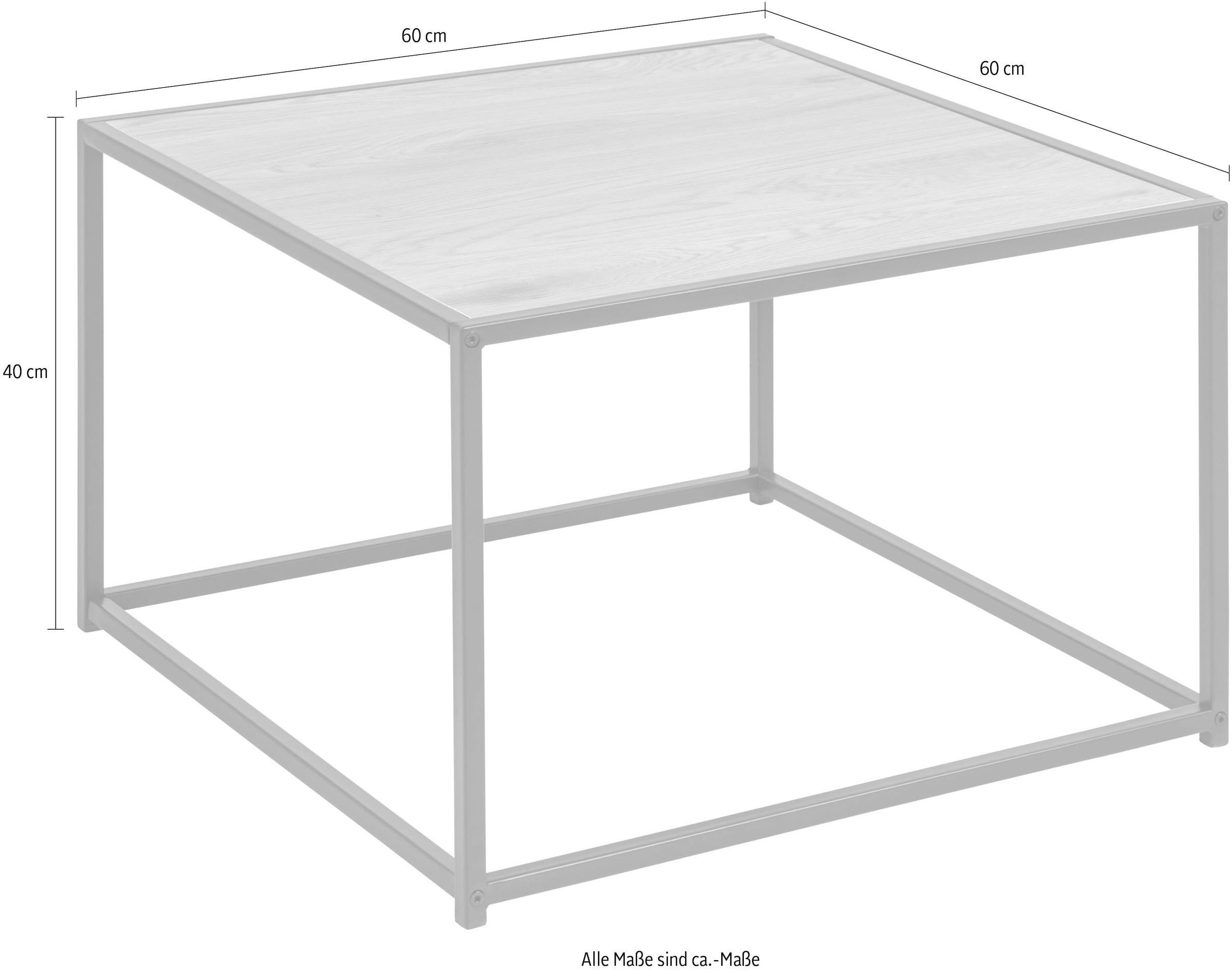 ACTONA GROUP Couchtisch, Metallgestell im modernen Industrie-Look, quadratisch, Breite 60 cm