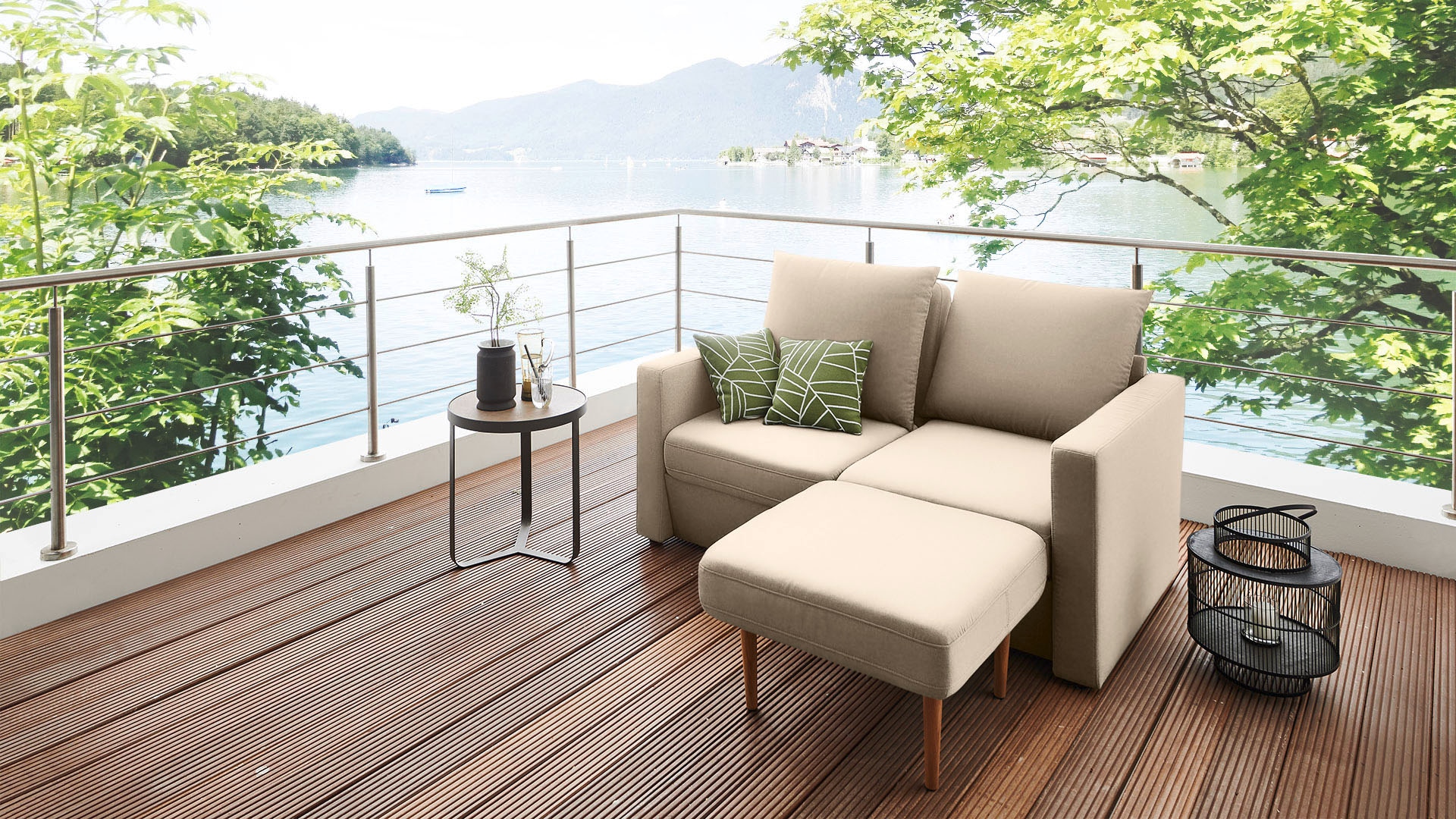 DOMO collection 2-Sitzer »Slunce, Outdoor-Raumwunder«, 2-Sitzer inkl. 2 Hocker, Outdoor geeignet
