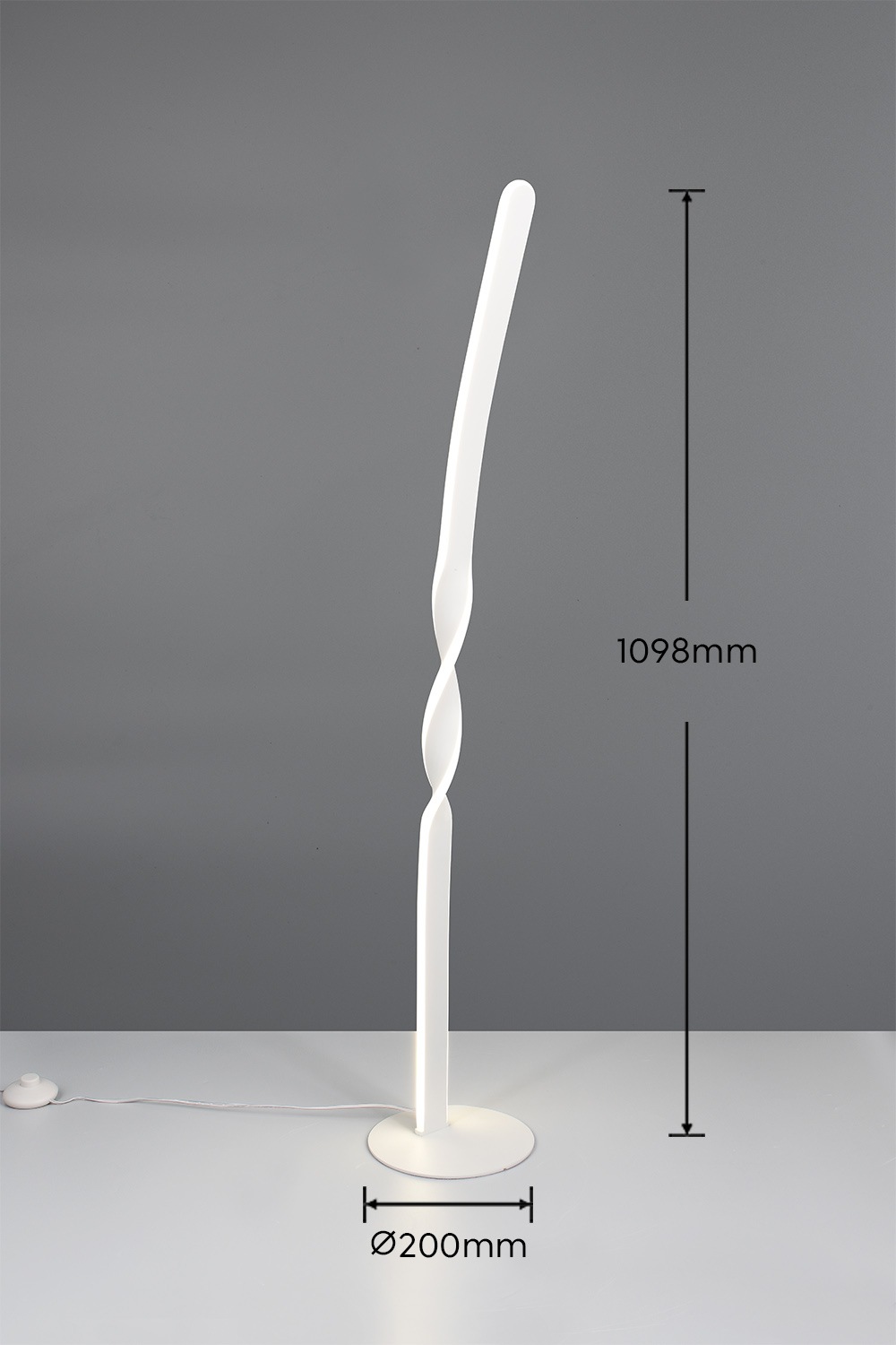 REALITY Leuchten LED Stehlampe »GINKO, LED Stehleuchte mit 19W 2100 Lumen 4000K kaltweiß« LED-Board 1 Stk. Kaltweiß Stehlampe mit Fußschalter + 180cm Kabel, Höhe 110 cm Ø 20cm