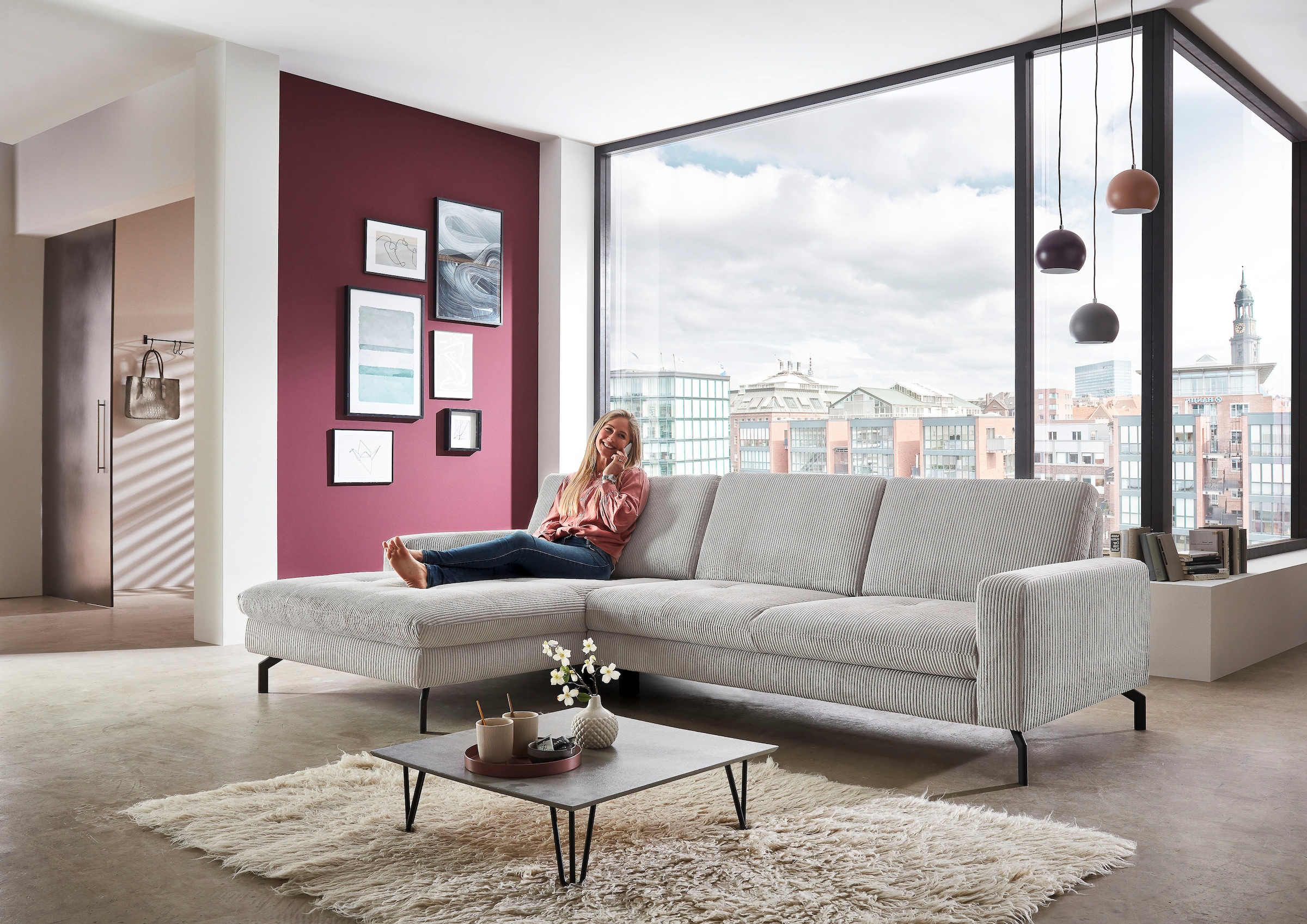 Die PlanBar Ecksofa »MP-IN20110 L-Form mit Federkern-Polsterung« optional mit Funktionen erhältlich