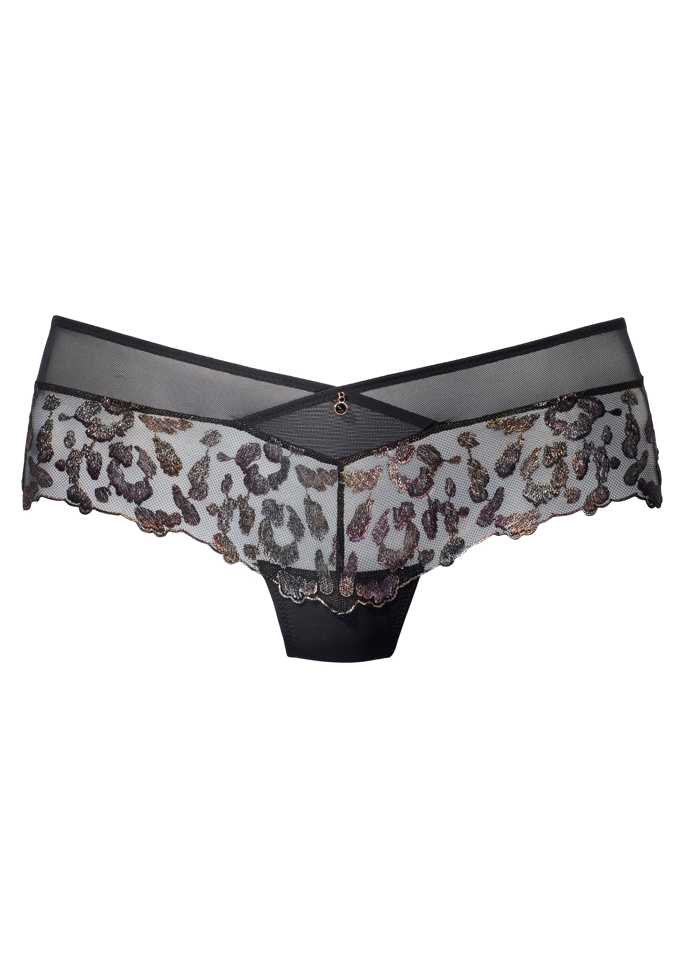 JETTE Panty aus Stickereispitze mit Glitzer-Effekten und zartem Mesh, Reizwäsche