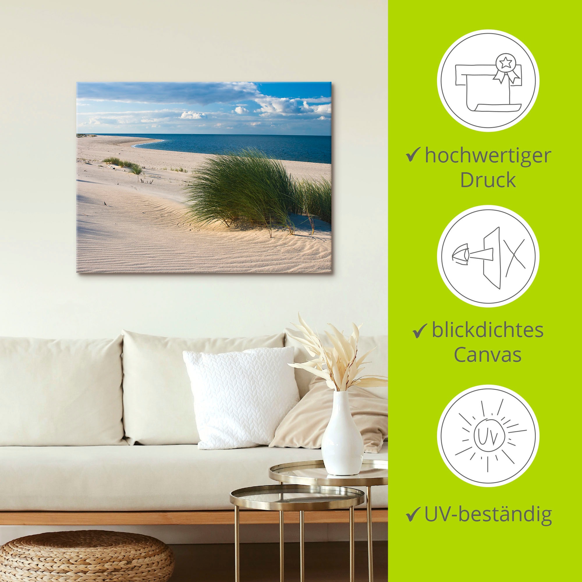 Artland Wandbild »Gras am Strand« Strand 1 Stk. tlg. als Alubild, Outdoorbild, Leinwandbild in verschied. Größen