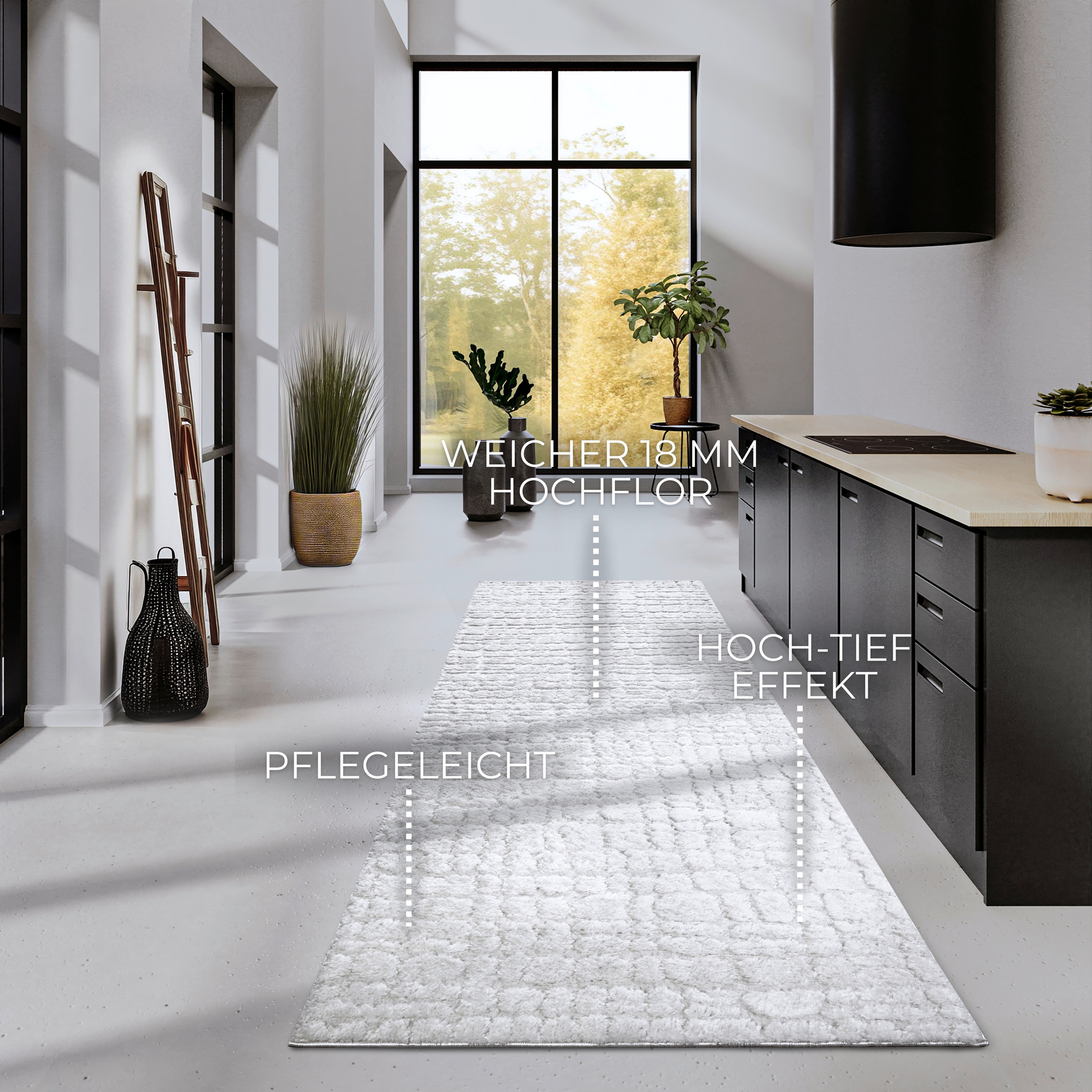 ELLE DECORATION Designteppich »Artistique«, rechteckig, 18 mm Höhe, Hochflor, Shaggy, Läufer, weich, Langflor, modern, Hoch Tief Effekt