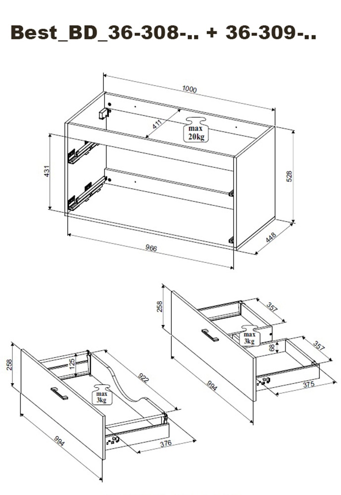BASIC by Balculina Badmöbel-Set »Best« 3 Stk. tlg.