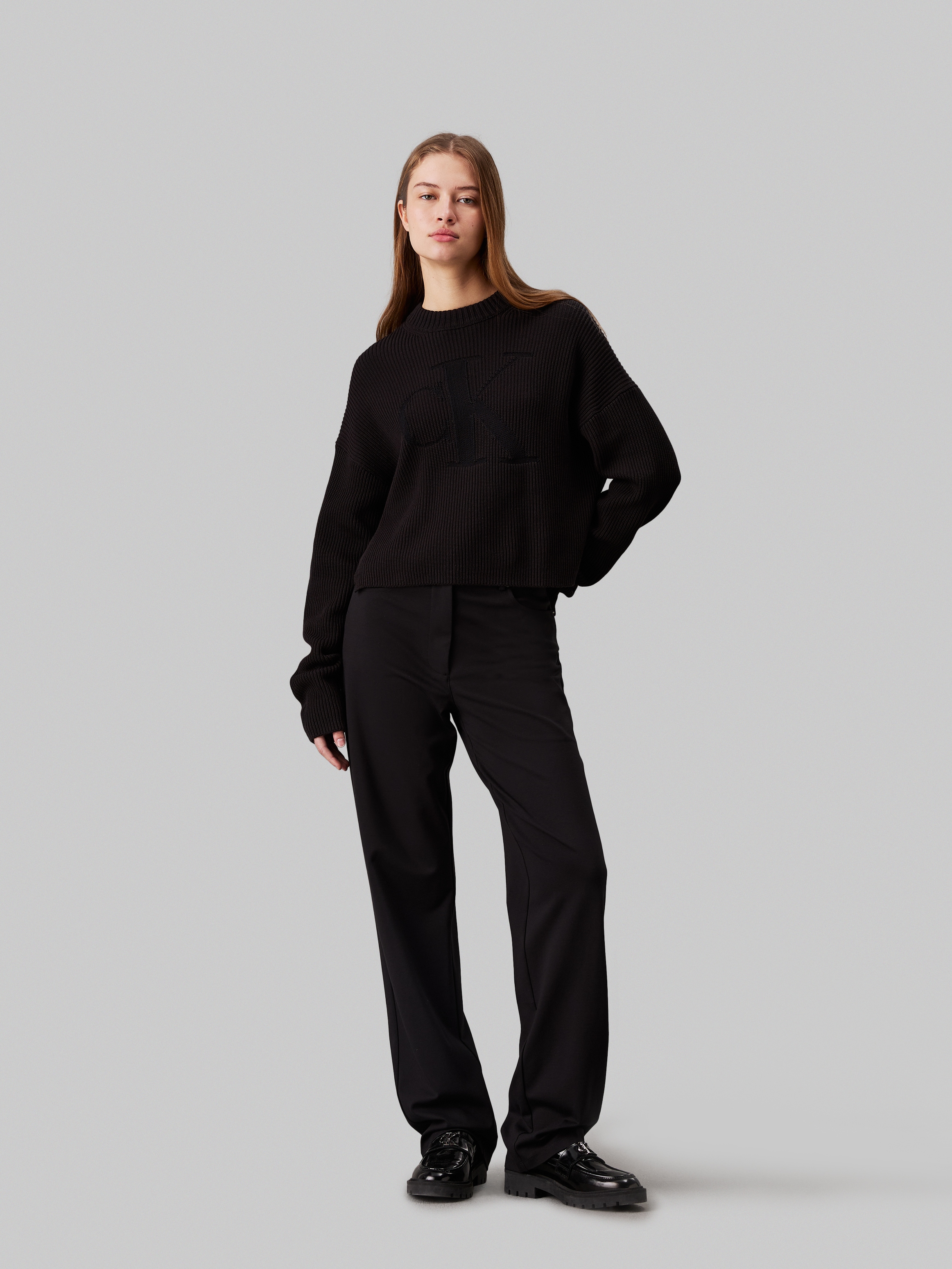 Calvin Klein Jeans Stehkragenpullover »LOGO INTARSIA REGULAR SWEATER«, mit Logostickerei