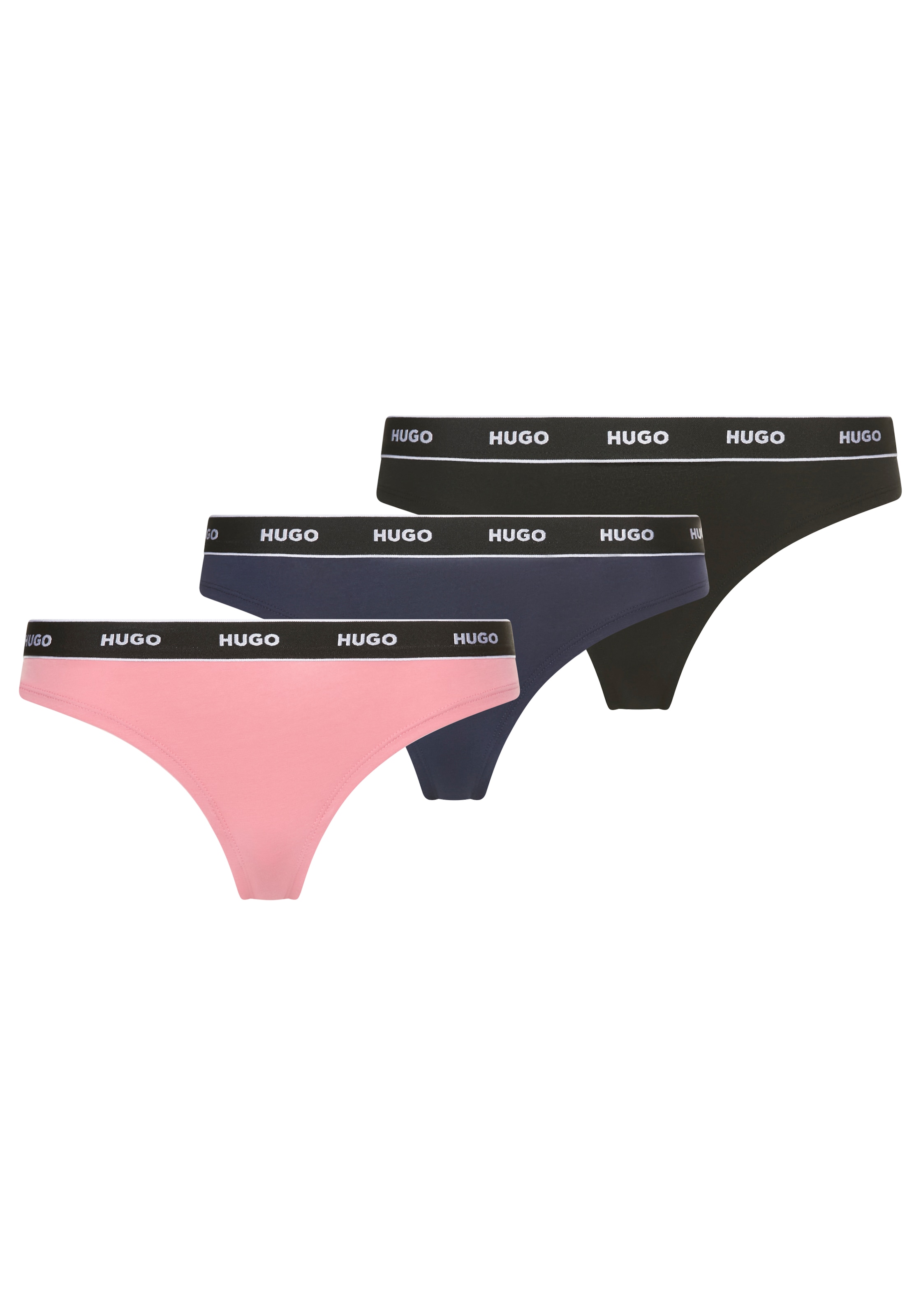 HUGO Underwear String »TRIPLET THONG STRIPE«, elastischer Bund mit Logo, enganliegend