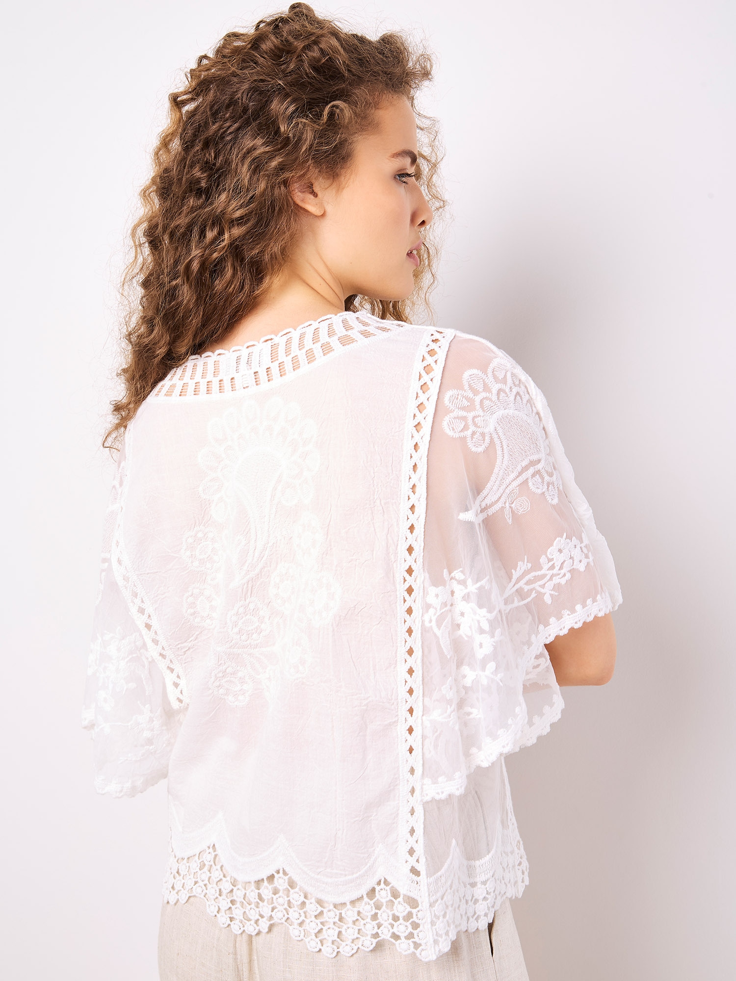 Apricot Shirtbluse »Baumwoll-Mesh-Top« mit Stickerei