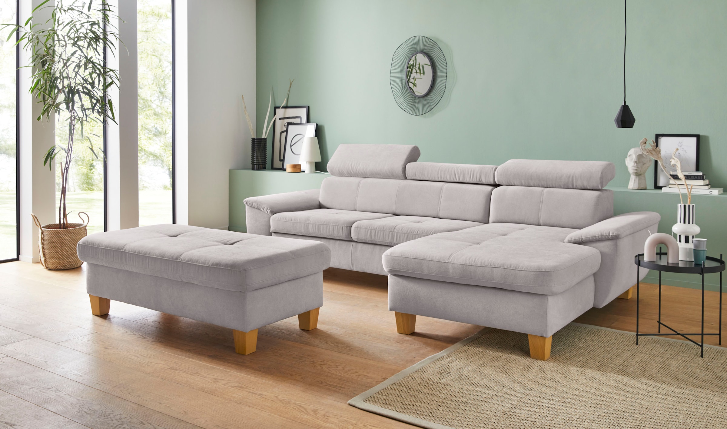 exxpo - sofa fashion Ecksofa »Enya, aufwendige Detailverarbeitung, hoher Sitzkomfort, bequem, L-Form« inkl. Kopfteilverstellung, wahlweise mit Bettfunktion und Bettkasten