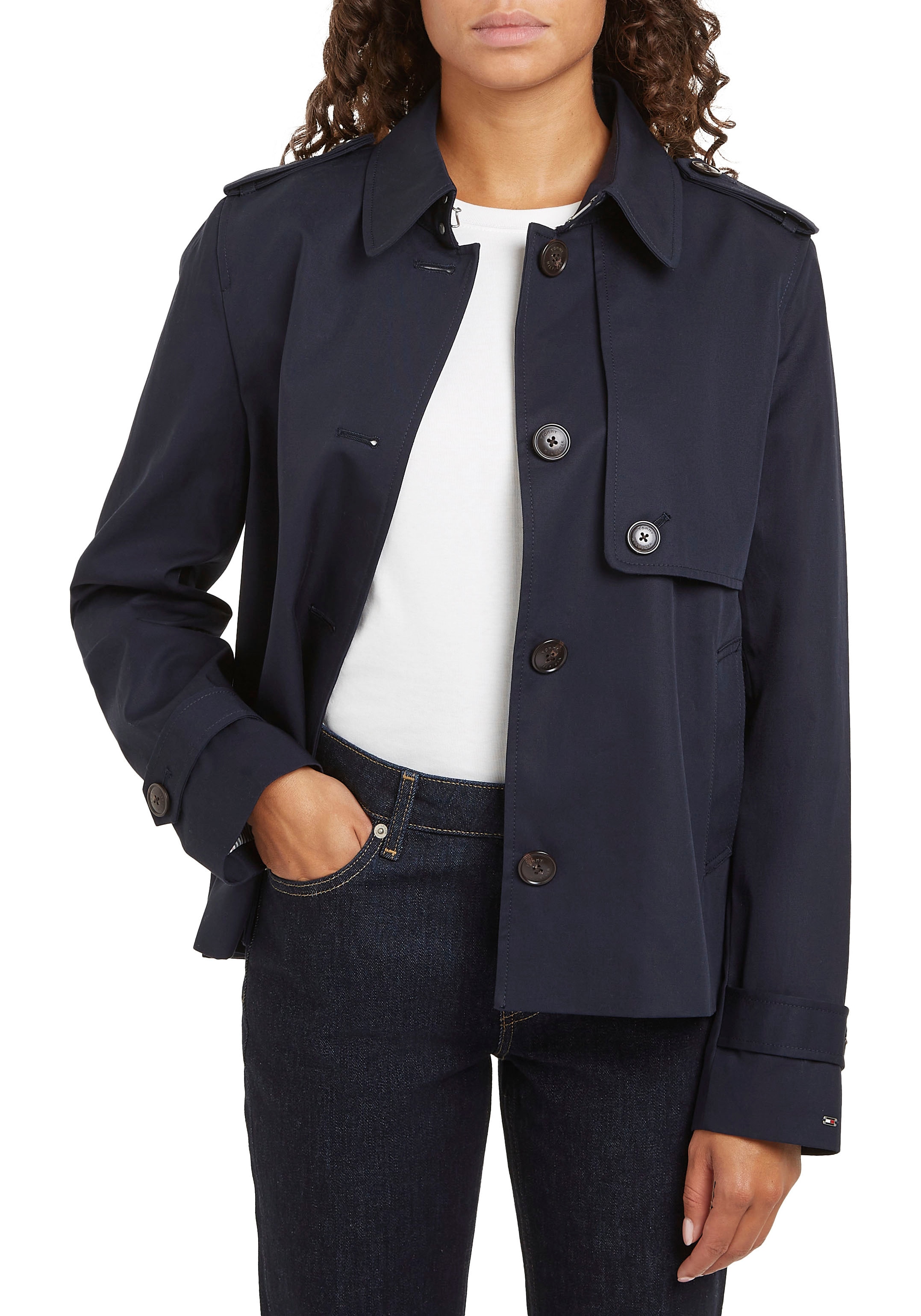 Kurzjacke »COTTON SB SHORT TRENCH«, mit typischen Trenchdetails