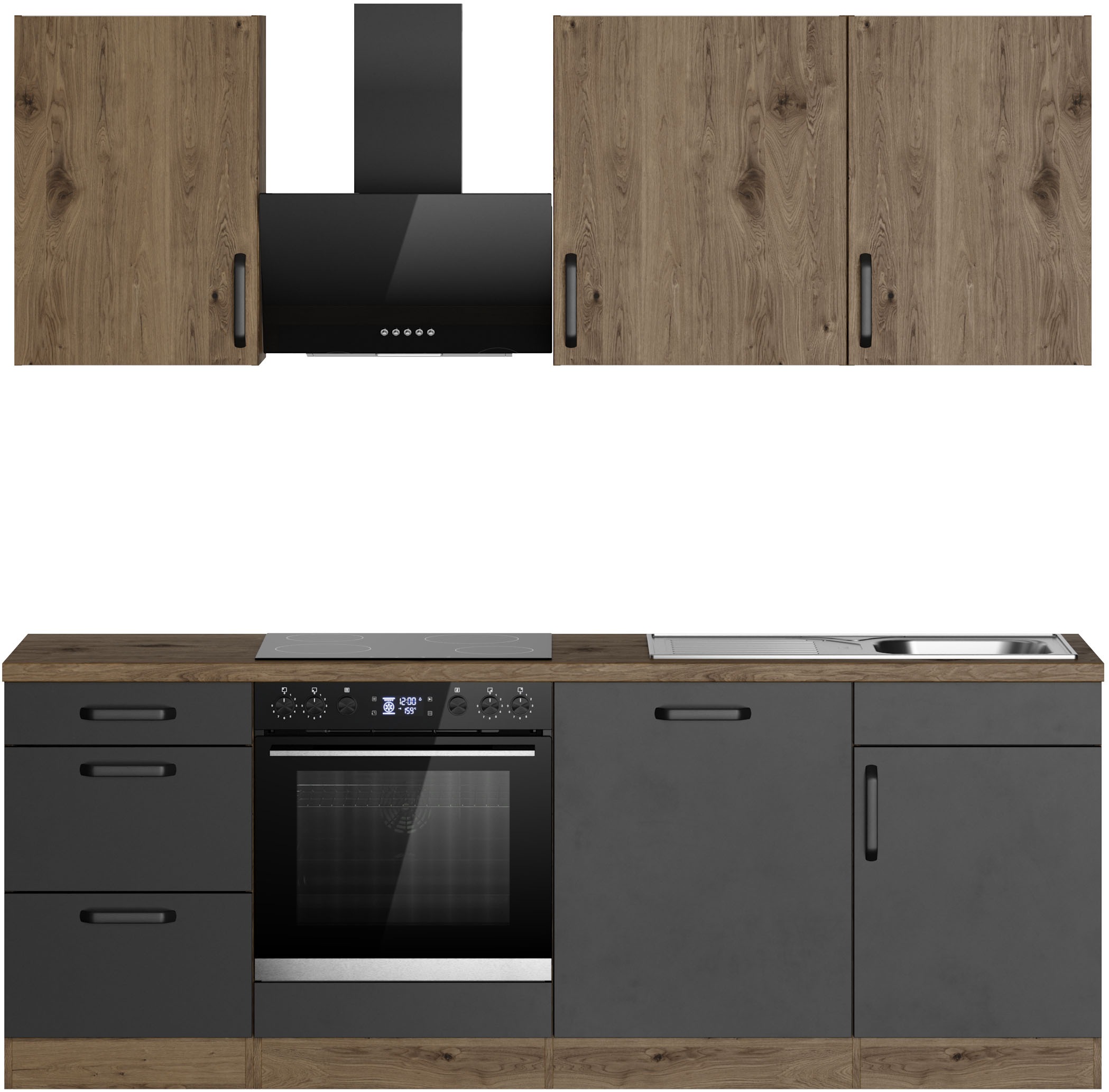 wiho Küchen Küchenzeile "Elba" wahlweise mit Hanseatic E-Geräten, Breite 220 cm
