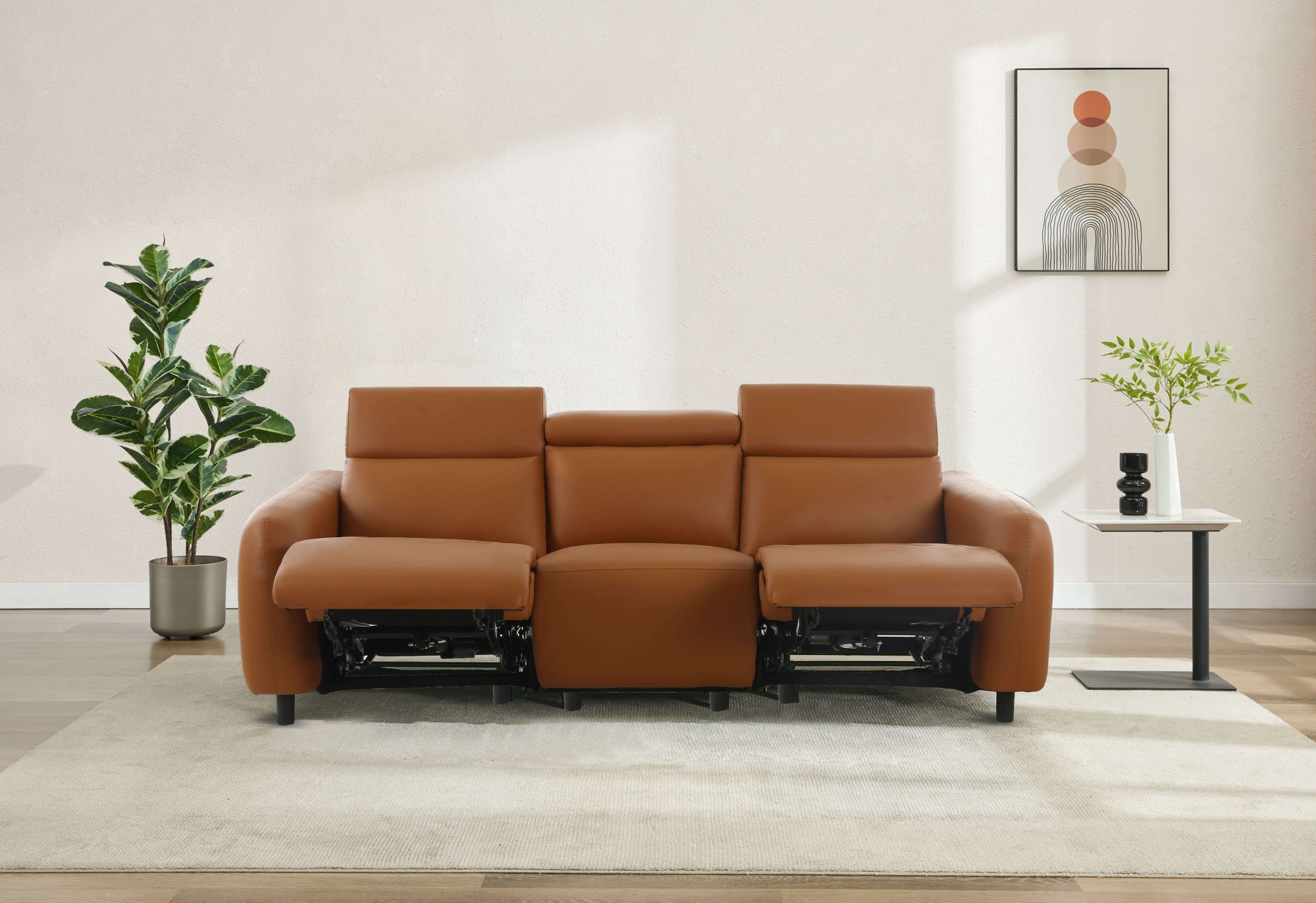 Home affaire 3-Sitzer »SKAANE Kunstleder, Sofa mit manueller-u. elektrischer Relaxfunktion«, Relax-Funktion in 2 Sitzen, Kopfteilverstellung, Federkernpolsterung
