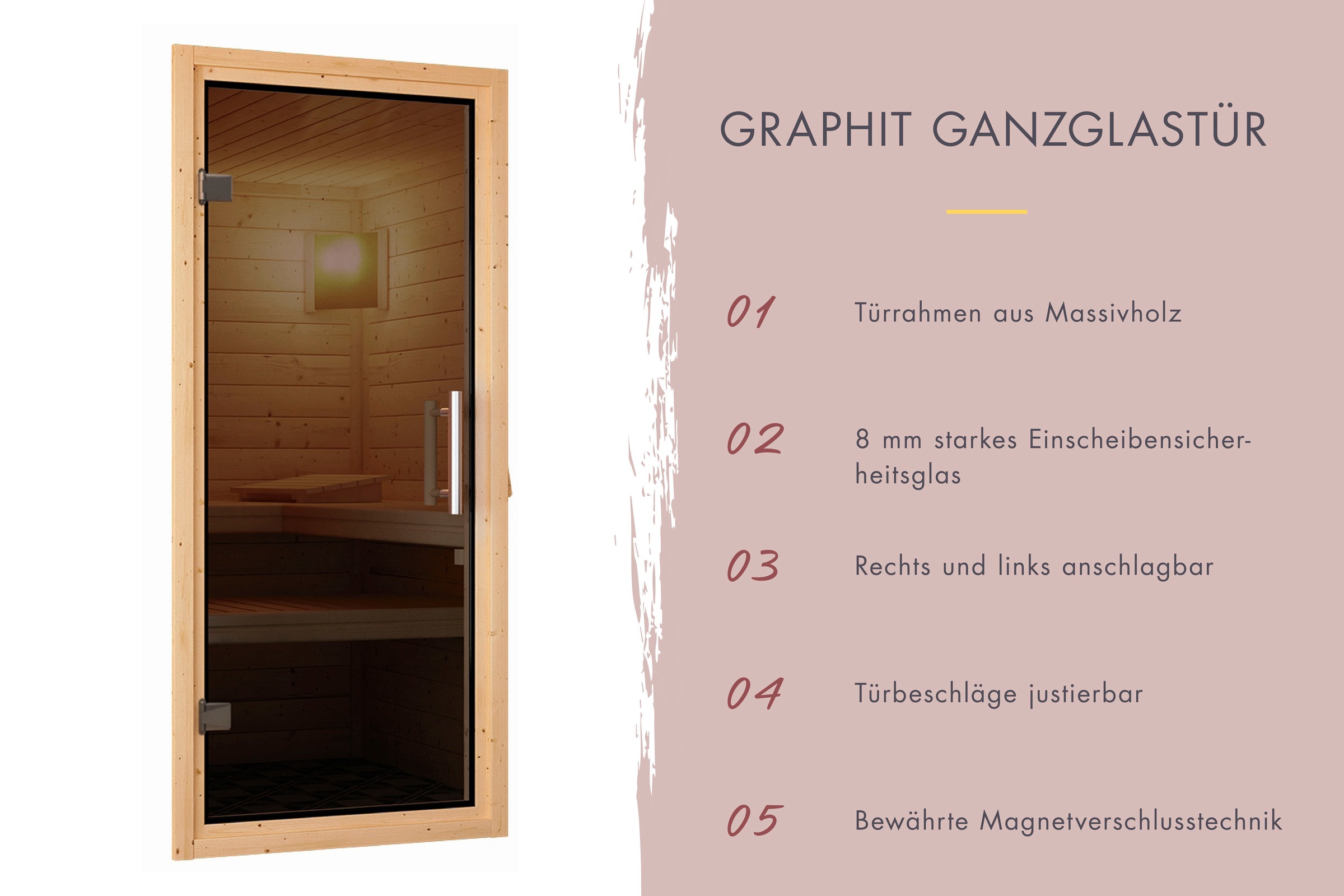 Karibu Sauna »Mia (Fronteinstieg)« Ofen 9 kW Bio externe Strg easy