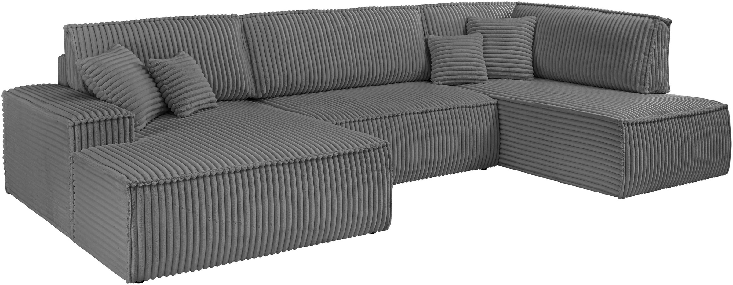 andas Wohnlandschaft »FINNLEY U-Form XXL 329 cm, Schlafsofa, Schlaffunktion m. Bettkasten«, (194/139 cm), Bouclé, Struktur und Cord