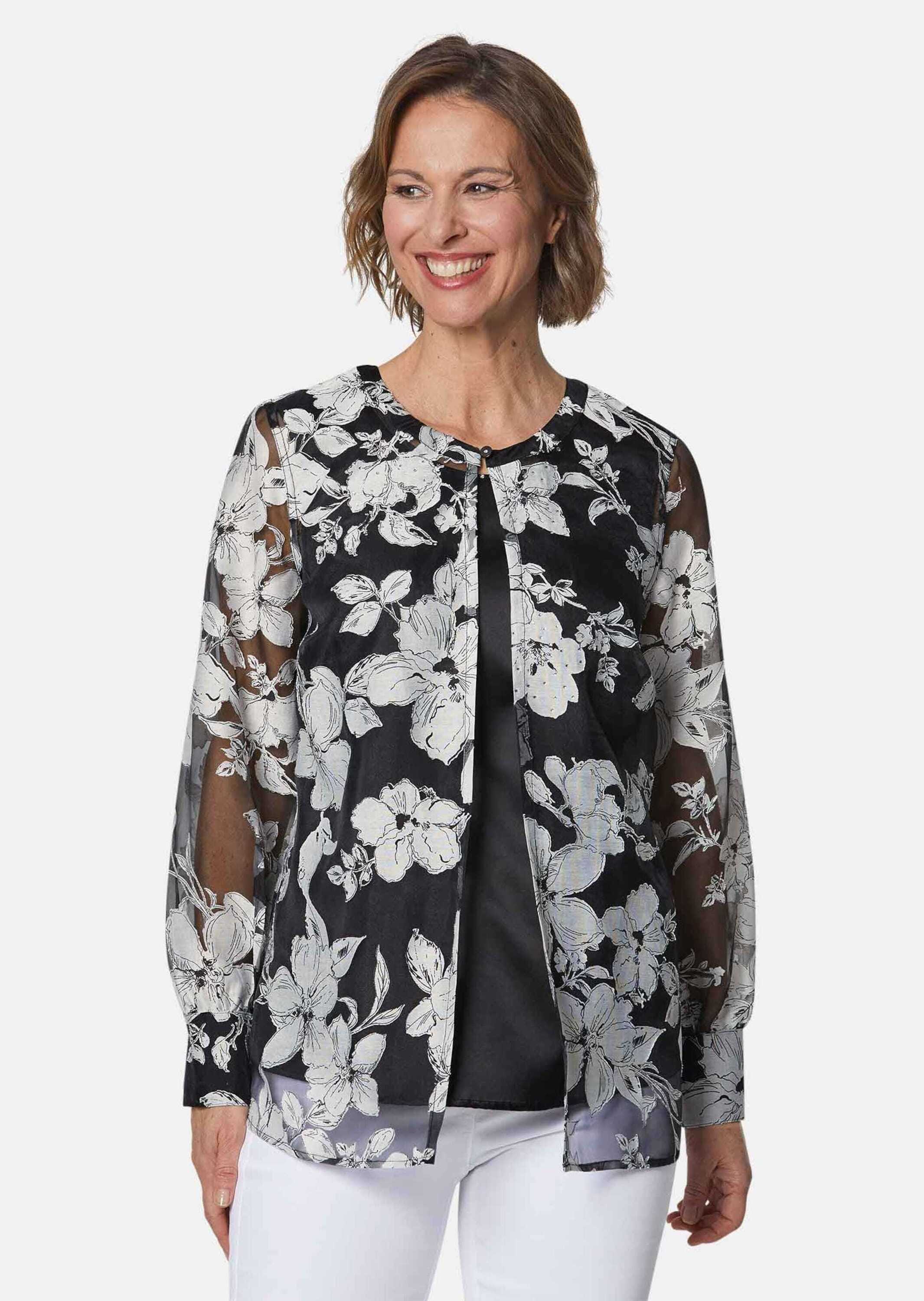 GOLDNER Klassische Bluse »Blusen-Set Blusen-Set aus floraler Ausbrennerware«