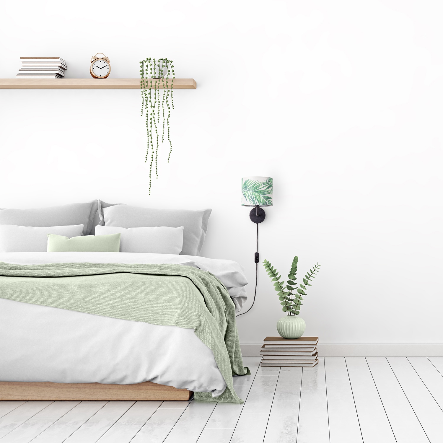 Paco Home Wandleuchte »Ostende 537« E14 Kinder Zimmer Wohnzimmer Modern Büro Lampe Lampenschirm Palme