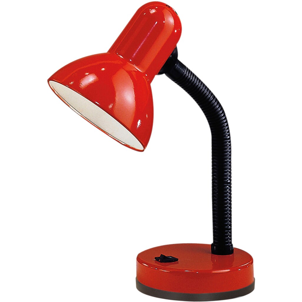 EGLO Tischleuchte »BASIC«, E27, rot / Ø12,5 x H30 cm / exkl. 1 x E27 (je max. 40W) / Wippschalter - schwenkbar - flexibler Hals - Schreibtischlampe - Tischlampe - Bürolampe - Lampe - Büro - Schreibtischleuchte