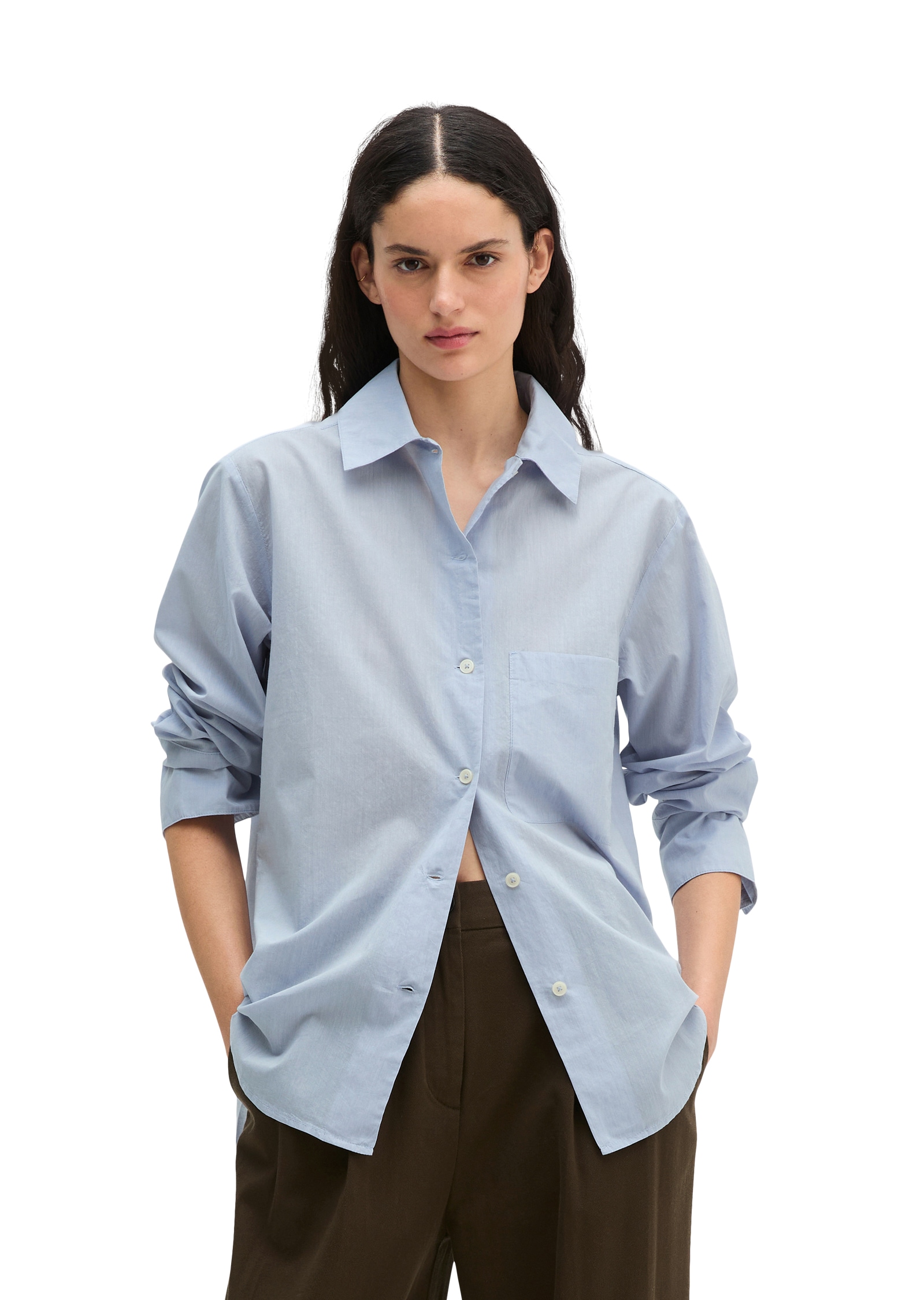Marc O'Polo Langarmbluse mit Schleifchen-Detail regular aus Baumwoll-Chambray
