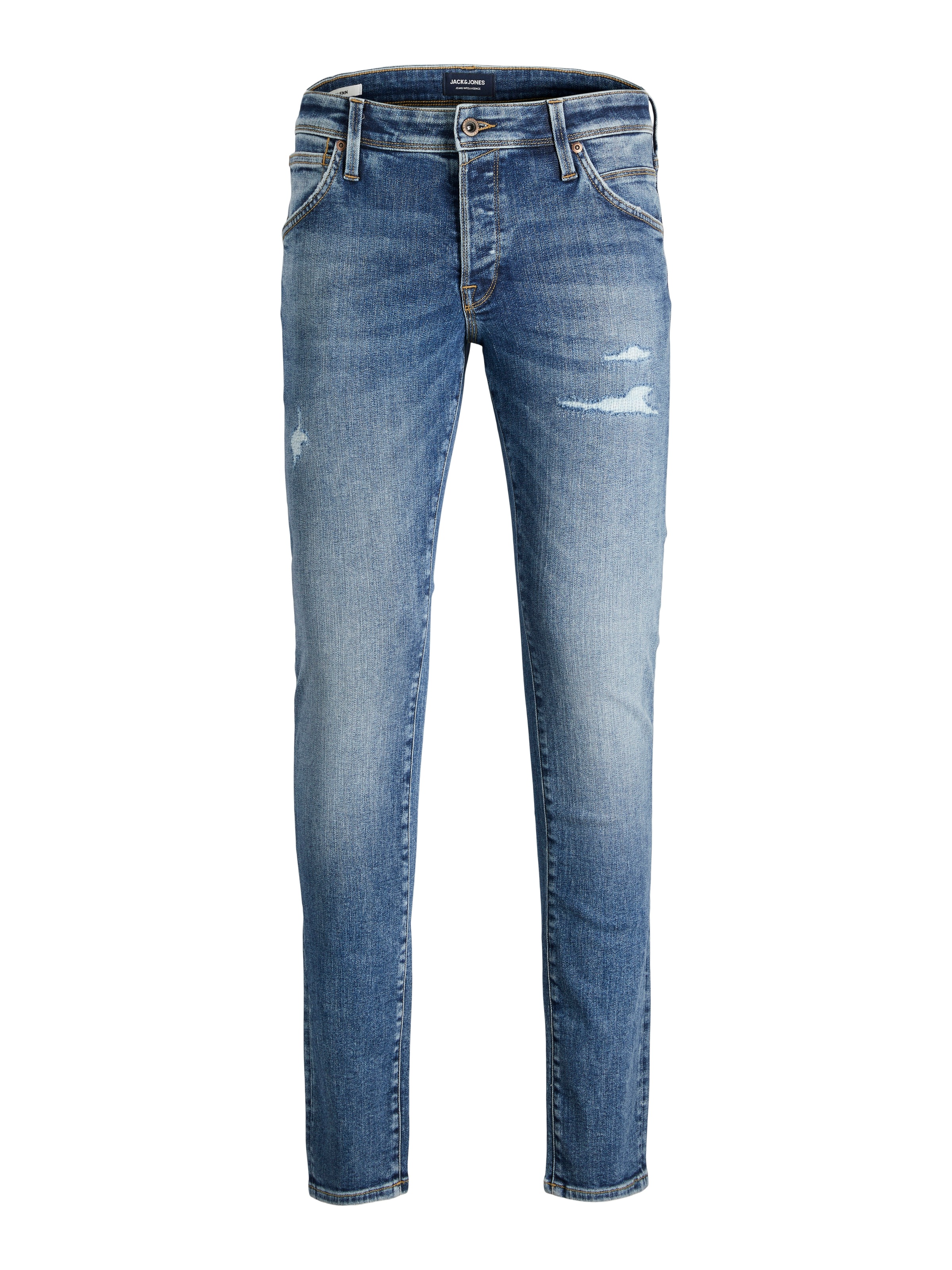 Jack & Jones Slim-fit-Jeans »JJIGLENN – Jeans mit Gürtelschlaufen und Used-Waschung« Used, modisch, slim fit, Denim/Jeans