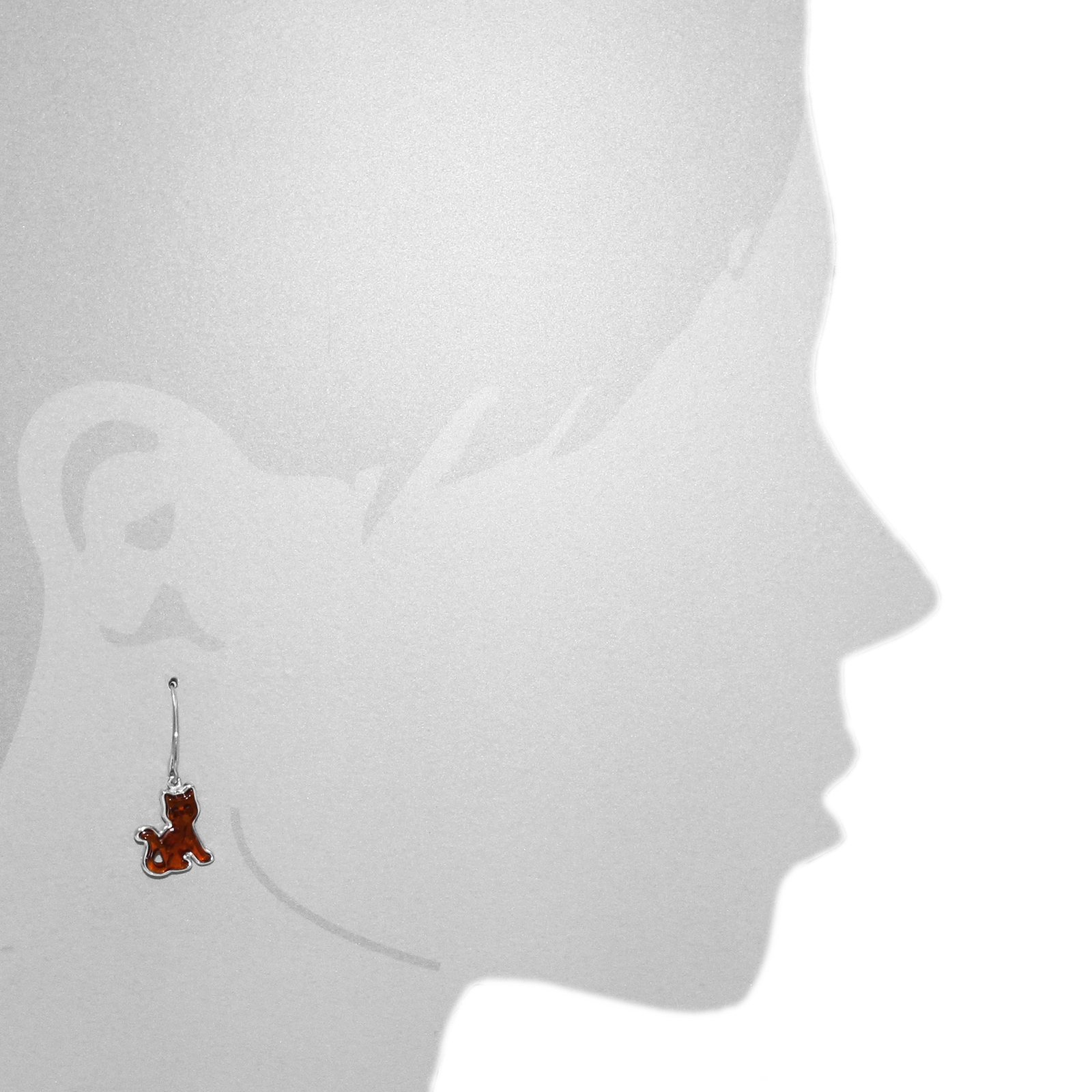 OSTSEE-SCHMUCK Paar Ohrhänger »- Katze - Silber 925/000 - Bernstein«