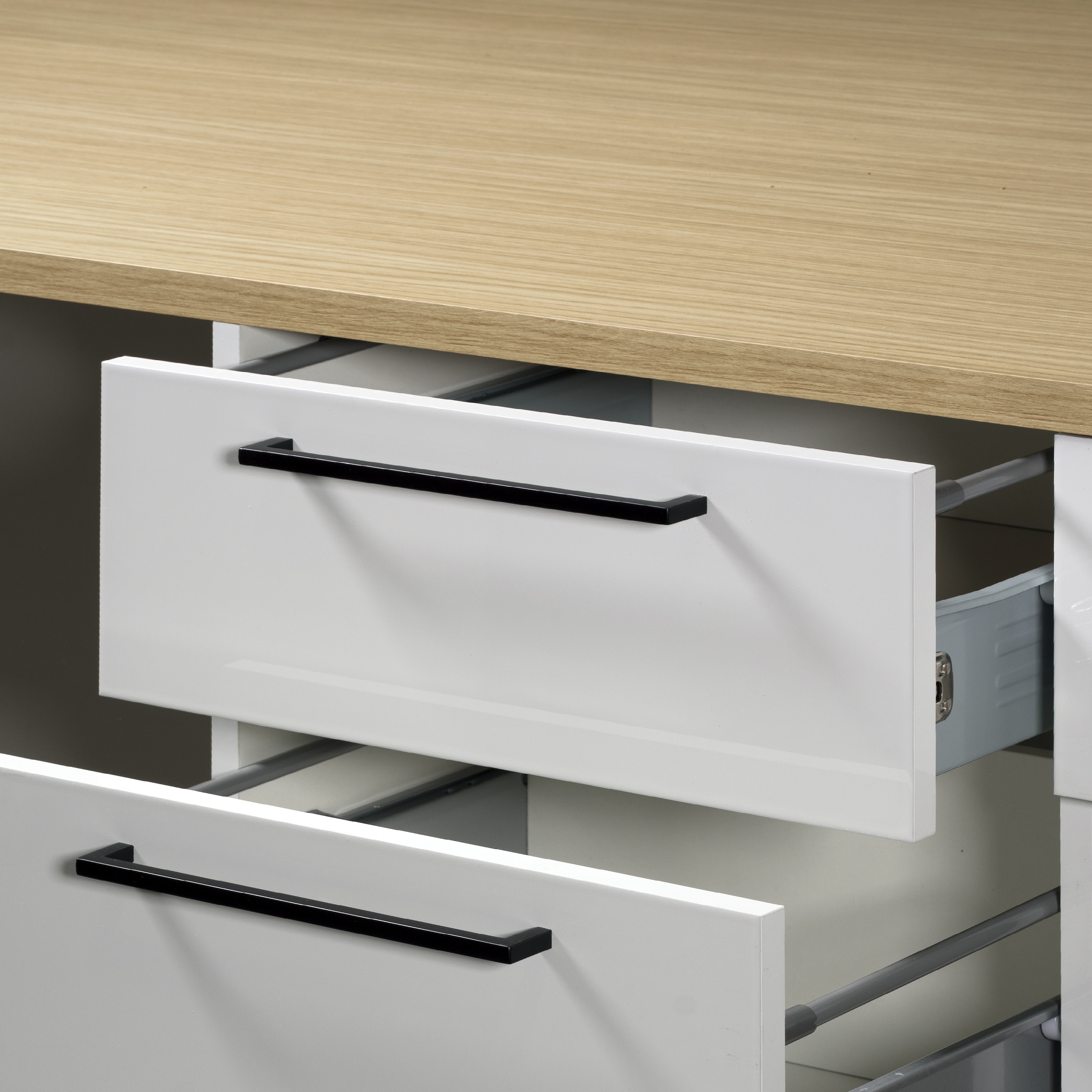 KOCHSTATION Küchenzeile »Luna, Küchenblock, Kücheninsel, Hängeschrank, Made in Italy« 3er-Set, Metallgriffe, Soft-Close-Funktion, inklusive Spüle
