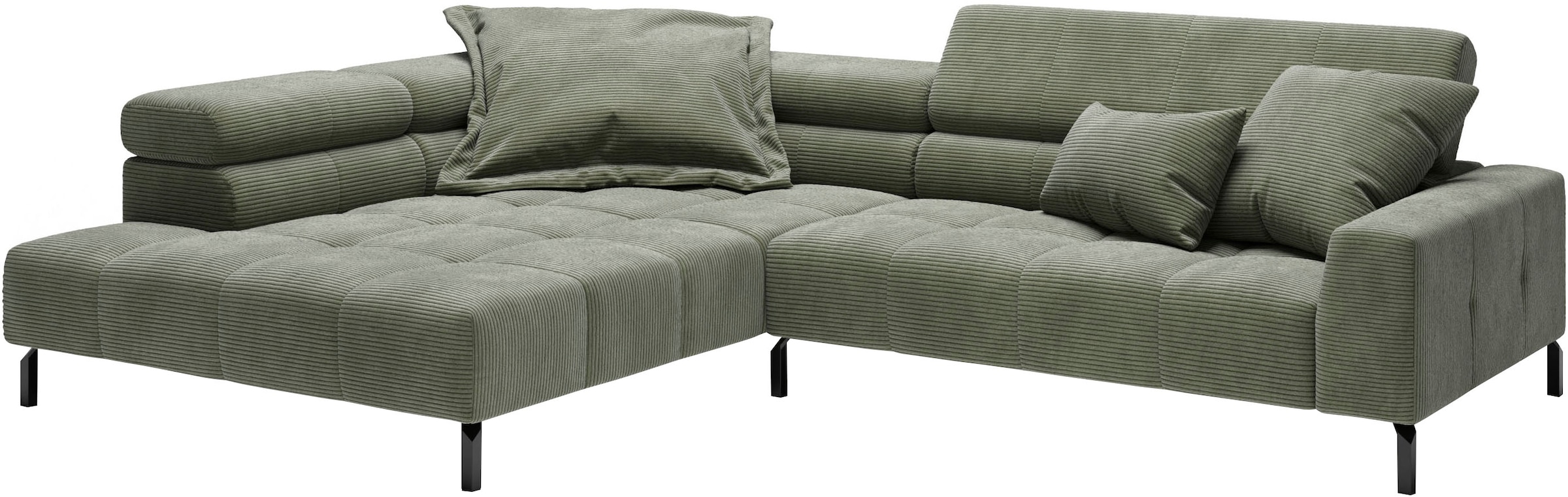 Places of Style Ecksofa »Cleveland, L-Form, incl. Kopfteilverstellung, Breite 311 cm«, wahlweise elektrischer Sitzvorzug