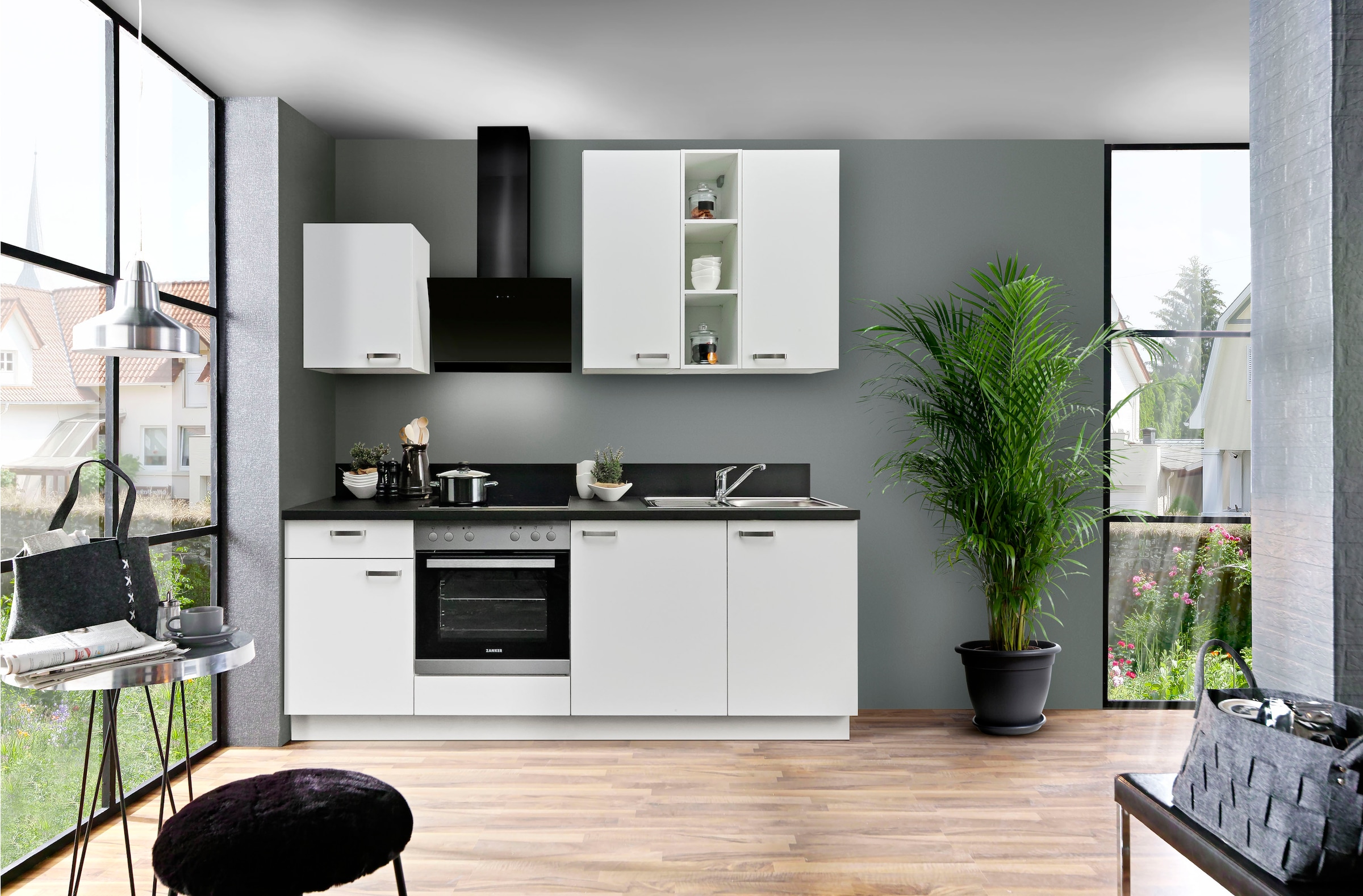 KOCHSTATION Küchenzeile »"KS-Bari"«, mit Soft-Close-Funktion und Vollauszug, vormontiert, Breite 220 cm, mit E-Geräten
