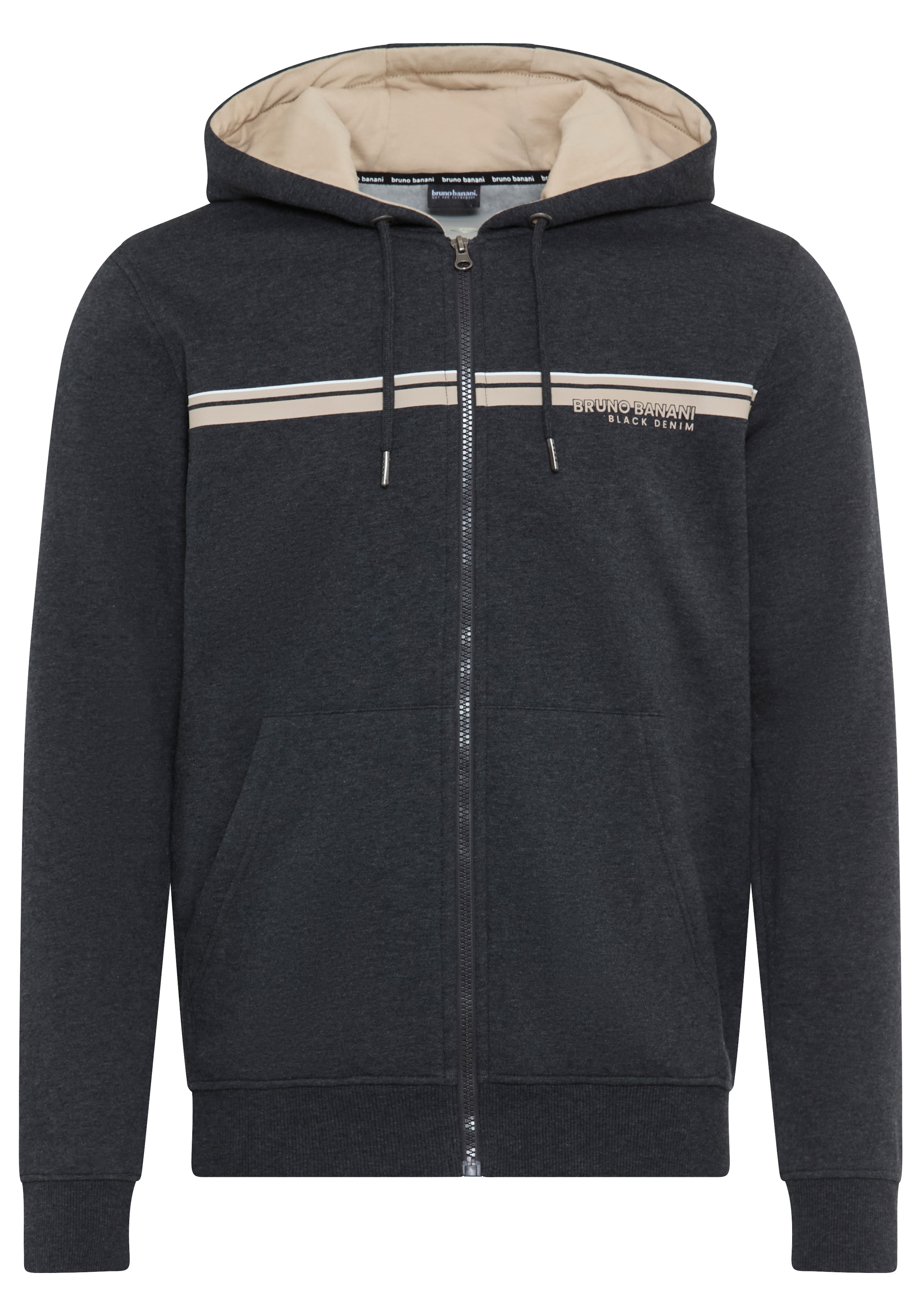 Bruno Banani Kapuzensweatjacke, moderner Brustprint