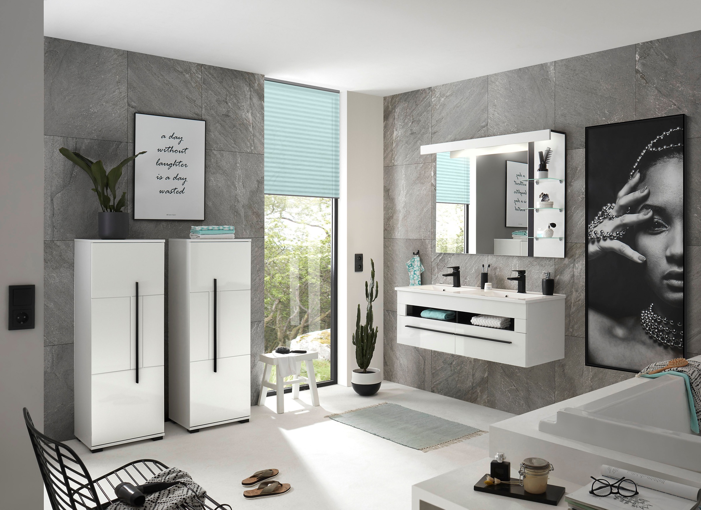 Home affaire Badmöbel-Set »Cantara, Bad im modernen Design, 4-teiliges Badezimmer« Set, 4 Stk. tlg.