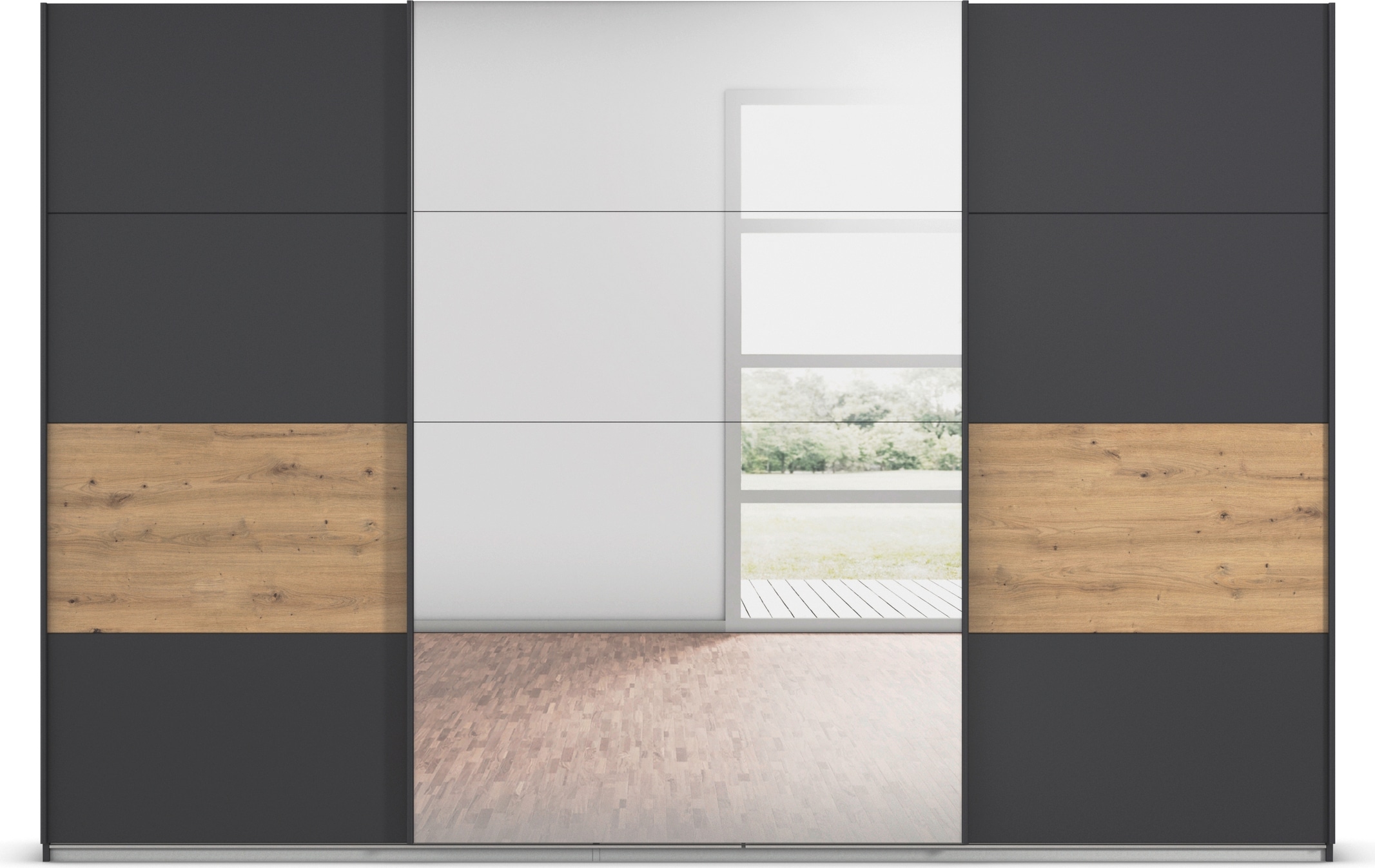 rauch Schwebetürenschrank »Schwebetürenschrank Kleiderschrank Schrank Garderobe CORTONA«, inkl. Inneneinteilung, 2 Stoffboxen und zusätzlichen Einlegeböden
