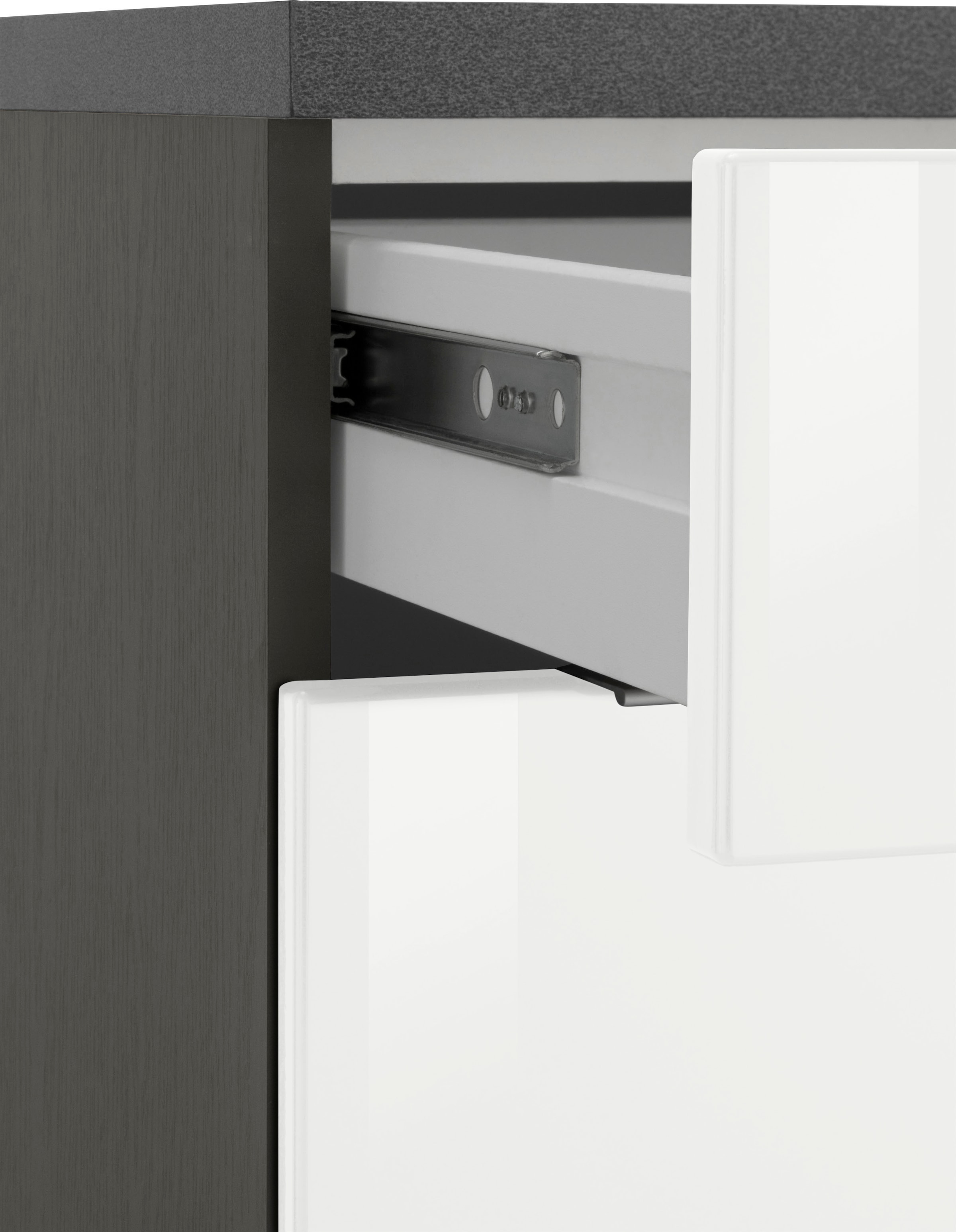 KOCHSTATION Küchenzeile »KS-Brindisi«, Breite 210 cm, wahlweise mit E-Geräten, mit MDF-Fronten und Regal
