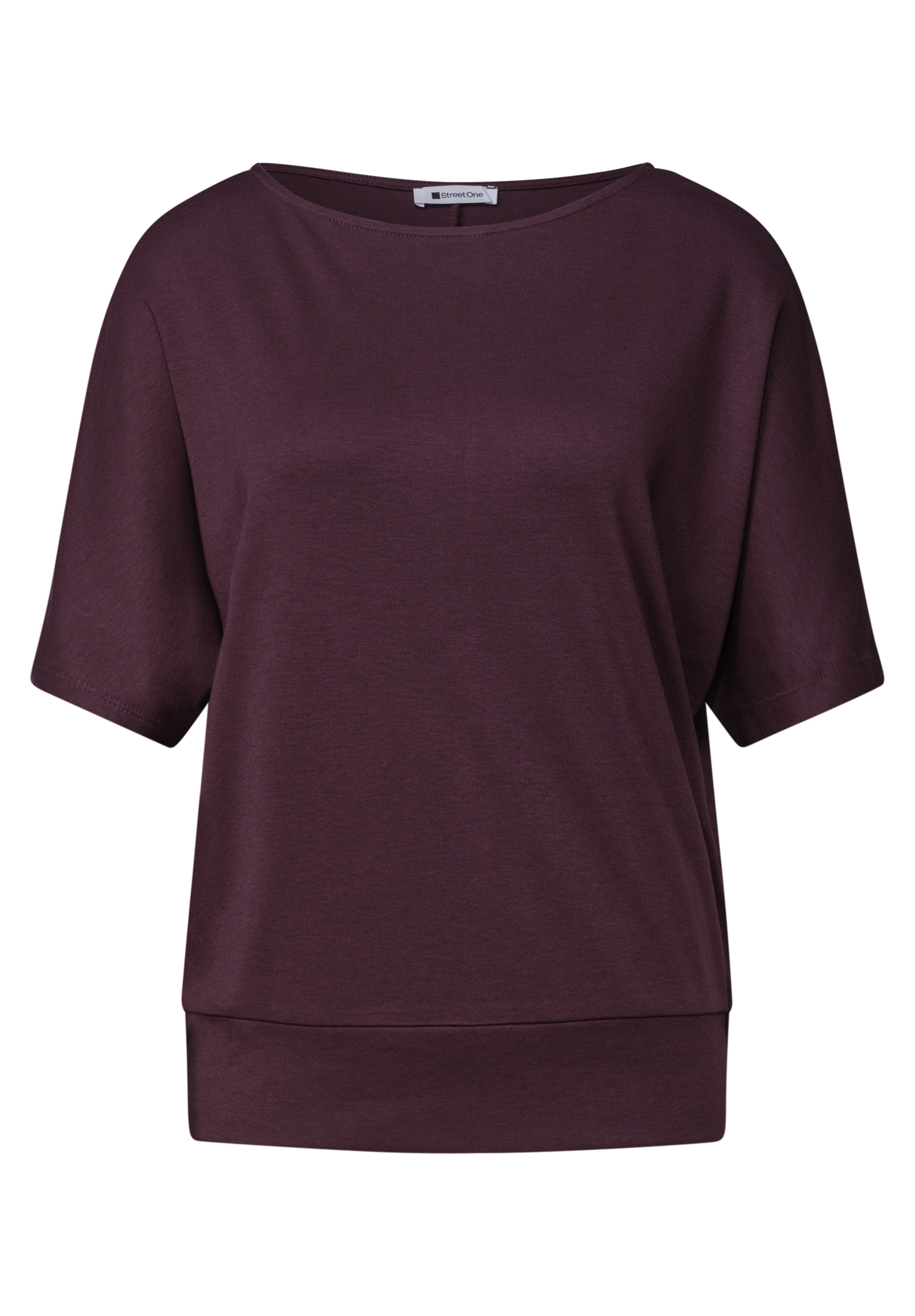 STREET ONE Rundhalsshirt Sommershirt mit Boat Neck und Elastikbund