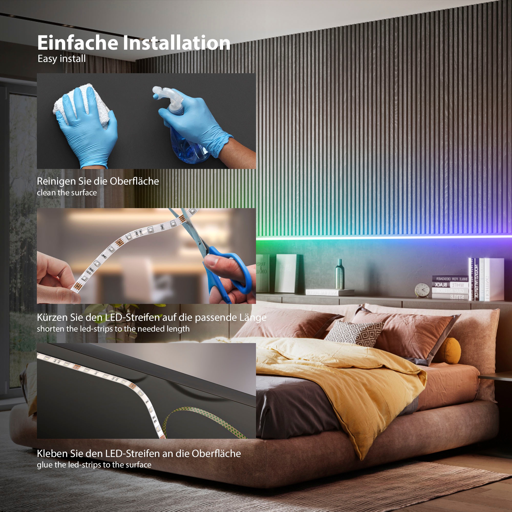 150 LED B.K.Licht »Wifi mit bestellen smartes Selbstklebend LED-Streifen Band, auf Lichtleiste, USB«, Musiksensor, Raten St.-flammig, RGBIC