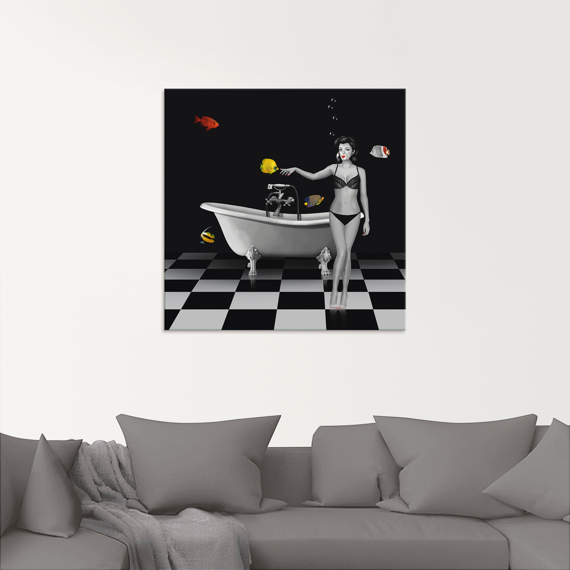 Artland Glasbild »Ein Badezimmer für Fische«, Frau, (1 St.), in verschiedenen Größen