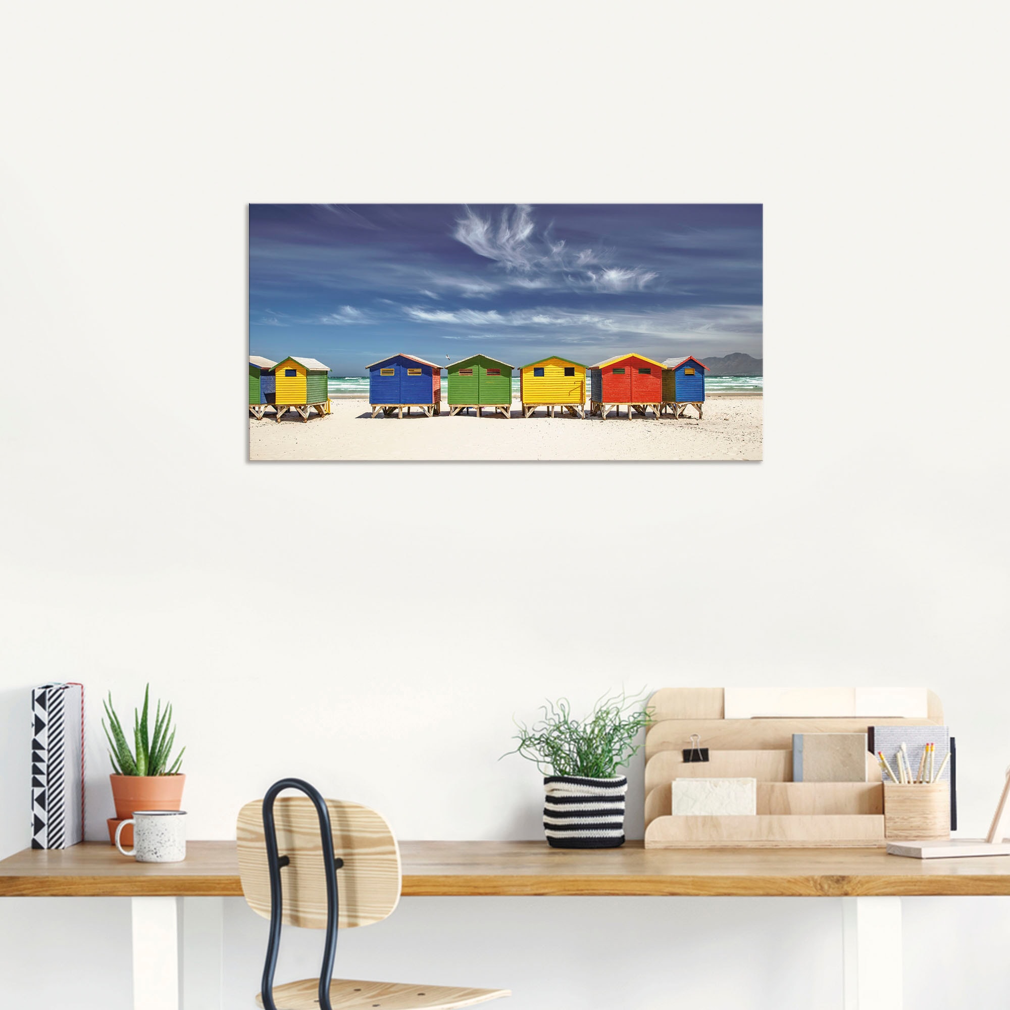 Artland Wandbild »Bunte Strandhäuser bei Kapstadt«, Strandbilder, (1 St.),  als Alubild, Leinwandbild, Wandaufkleber oder Poster in versch. Größen auf  Rechnung bestellen | Poster