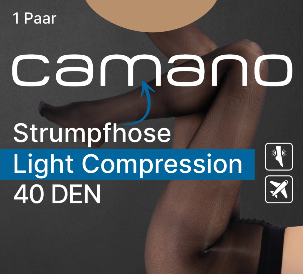 Camano Feinstrumpfhose 40 2 Stück,  Vorgeformter Fuß mit verstärkter Ferse und Fußspitze