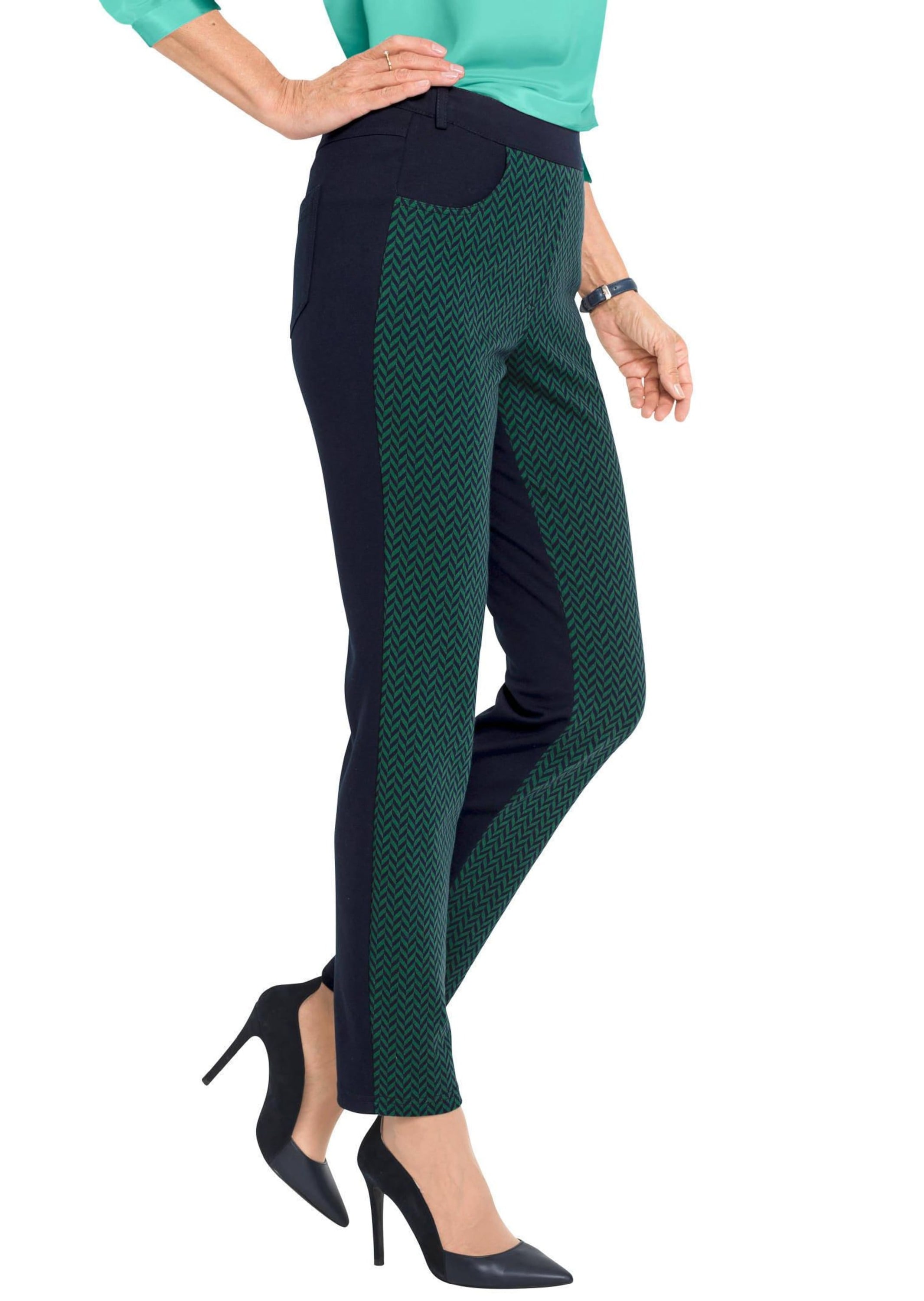 GOLDNER Chinohose »Formstabile Jerseyhose in trendigem Materialmix«