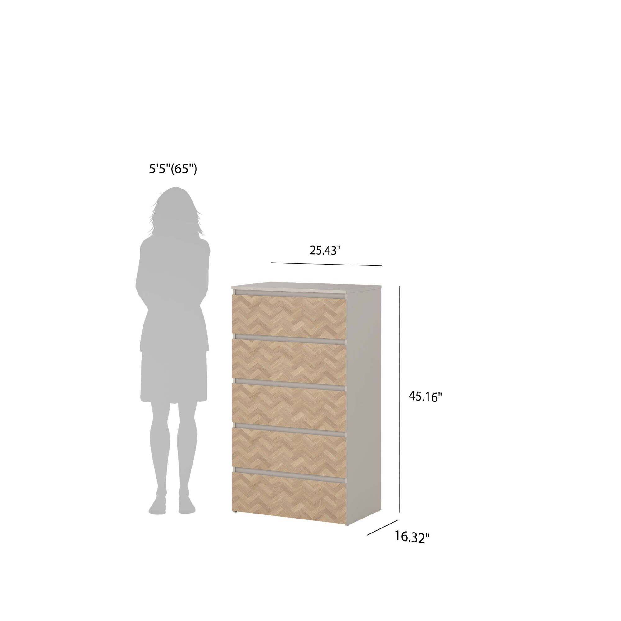 Home affaire Kommode »Maise in Holzoptik mit elegantem Fischgrätmuster« Fischgrätdekorfronten für einen modernen Wohnstil