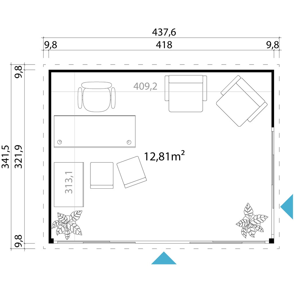 LASITA MAJA Gartenhaus »DOMEO 4 GLETSCHERGRÜN/ANTHRAZIT«, (Set)