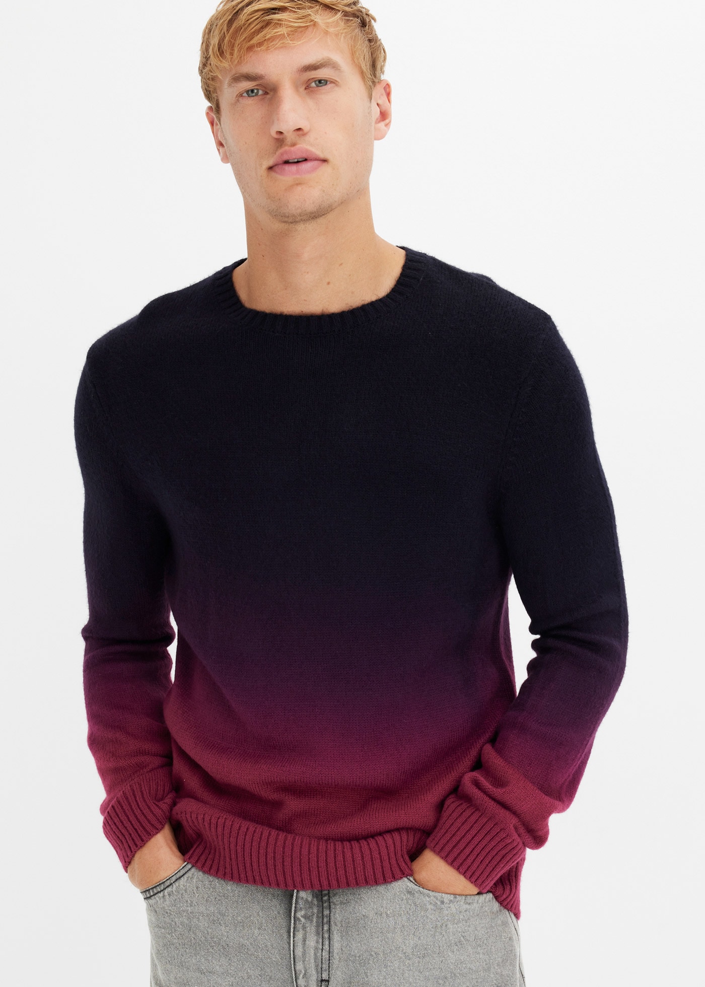 bonprix Strickpullover aus Polyacryl, Regular Fit, normale Länge, mehrfarbiger Farbverlauf
